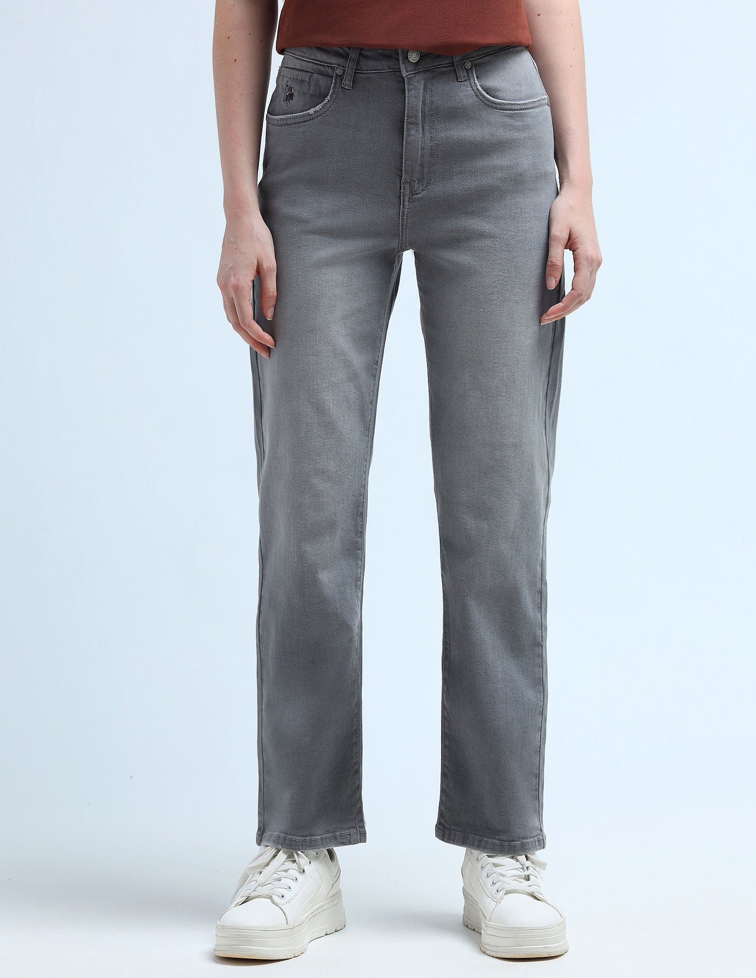 High Rise Straight Fit Jeans Grey - U.S. POLO ASSN. | Large