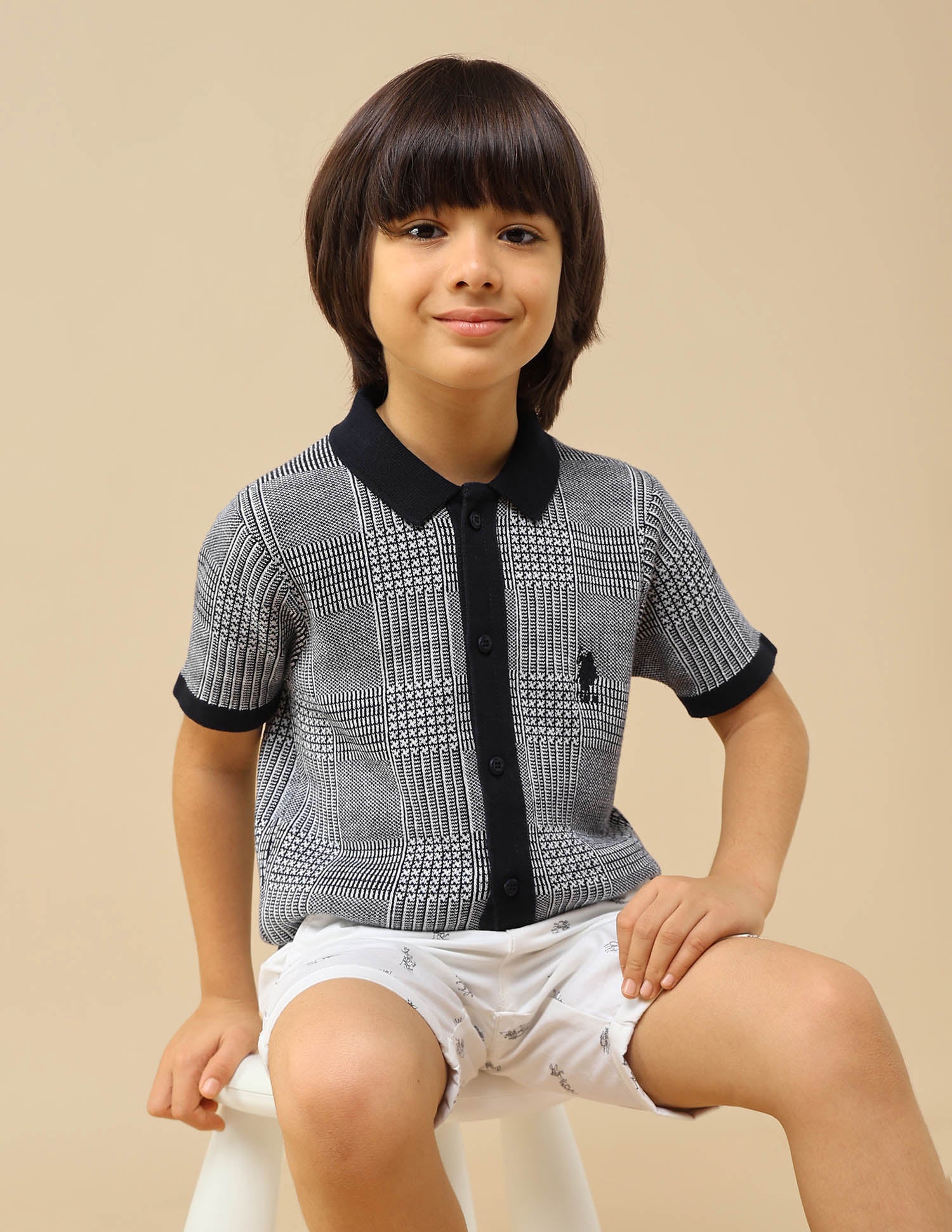 Boys Textured Regular Fit Polo Shirt