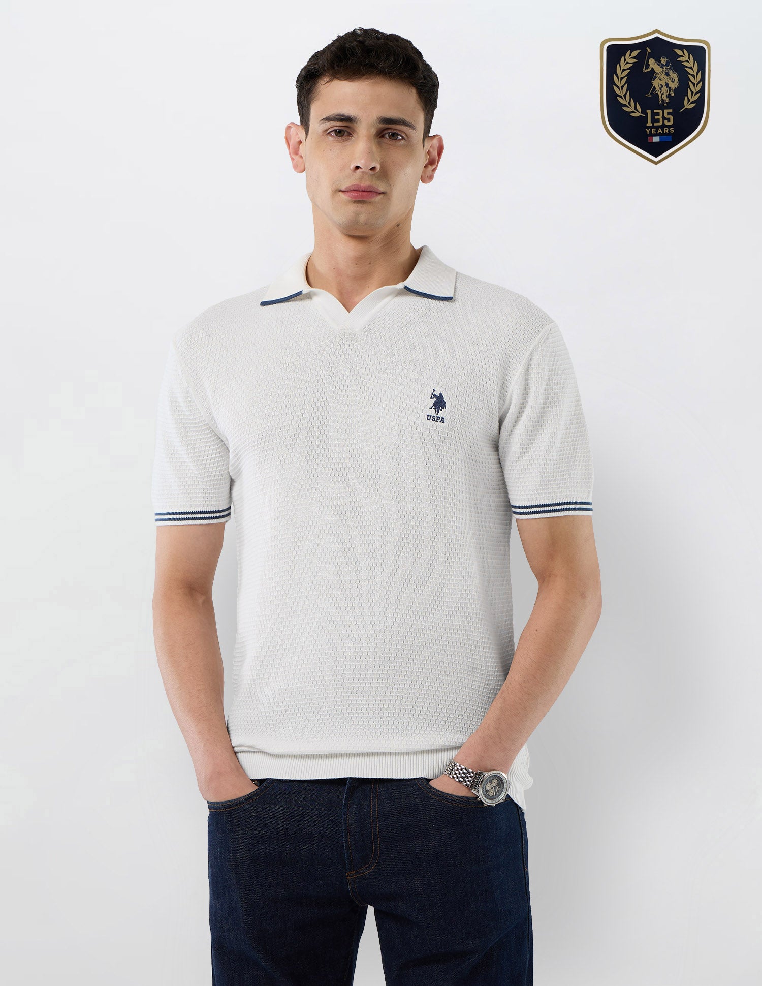 Slim Fit Textured Polo Shirt