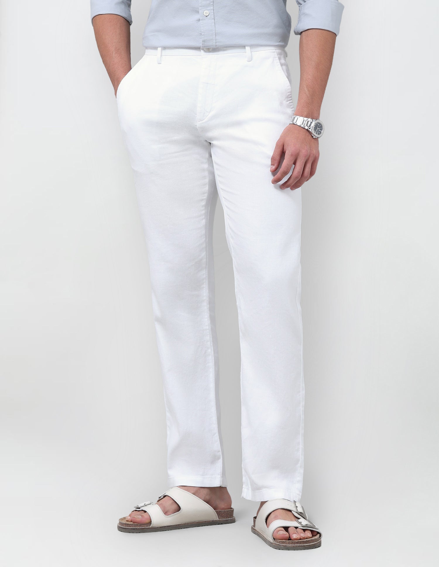 Pacho X Riley Straight Fit Satin Trousers White - U.S. Polo Assn. India | Large