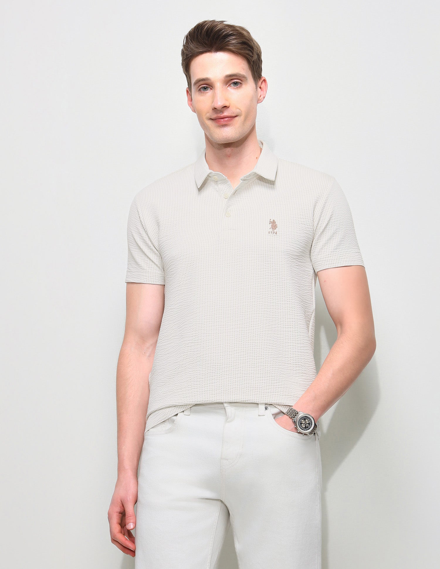 Textured Slim Fit Polo Shirt