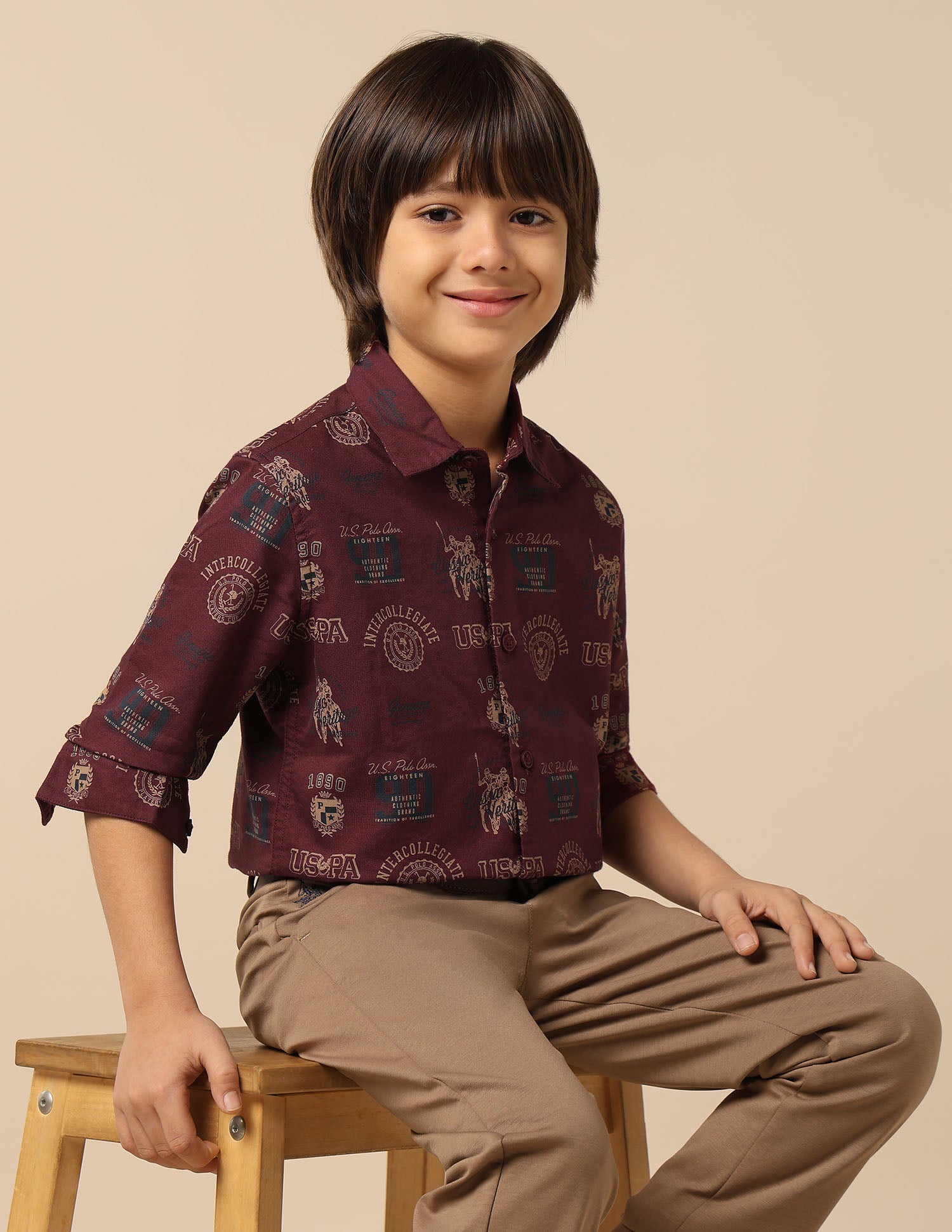Boys All Over Printed Oxford Shirt