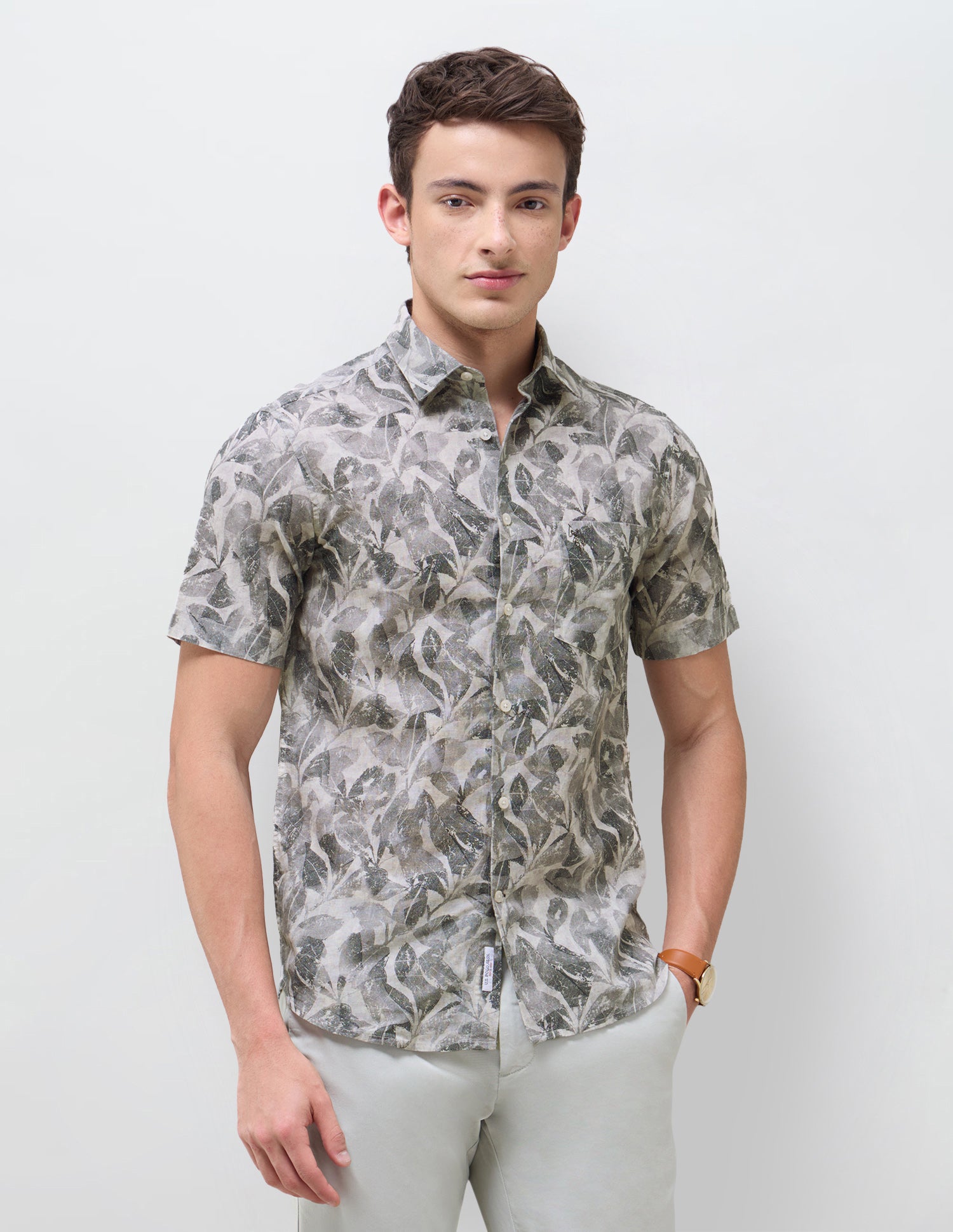 Tropical Printed Regular Fit Shirt Dark Grey - U.S. Polo Assn. India | Large