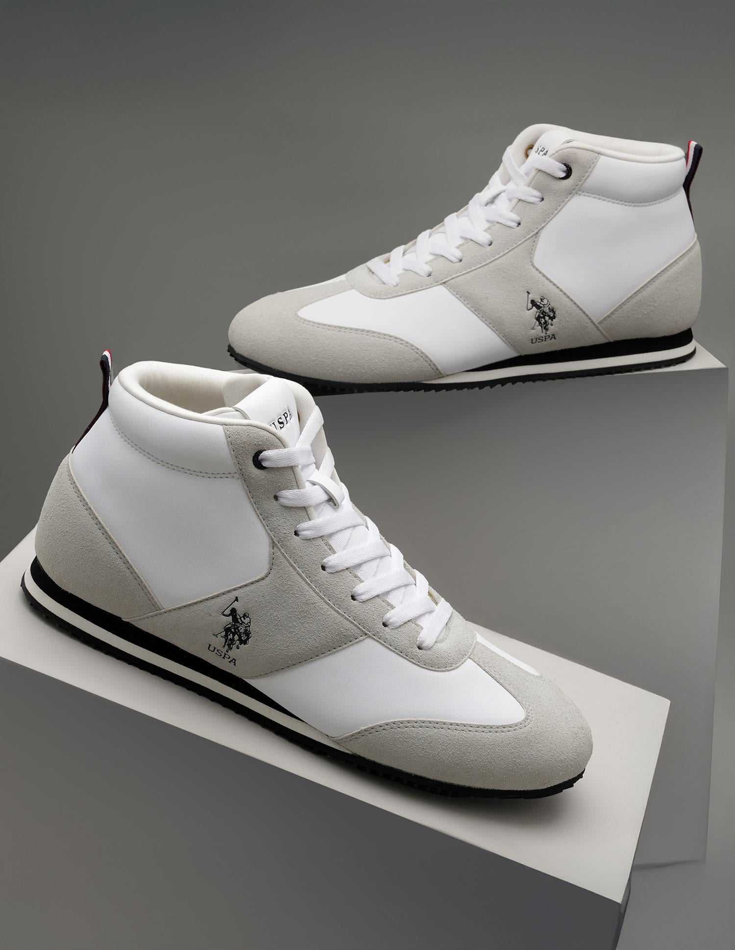 Men Rano Suede Colourblocked Sneakers Grey - U.S. Polo Assn. India | Large