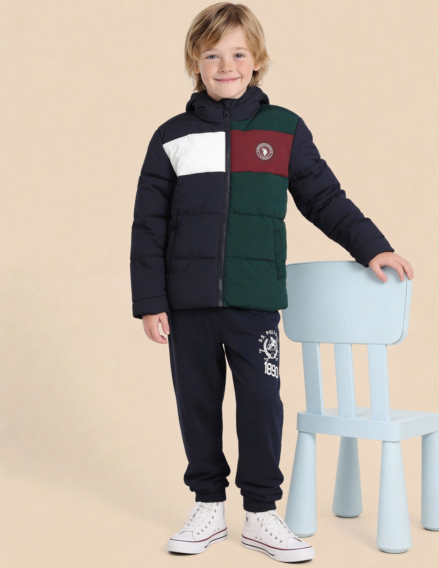 Boys Colourblocked Puffer Jacket