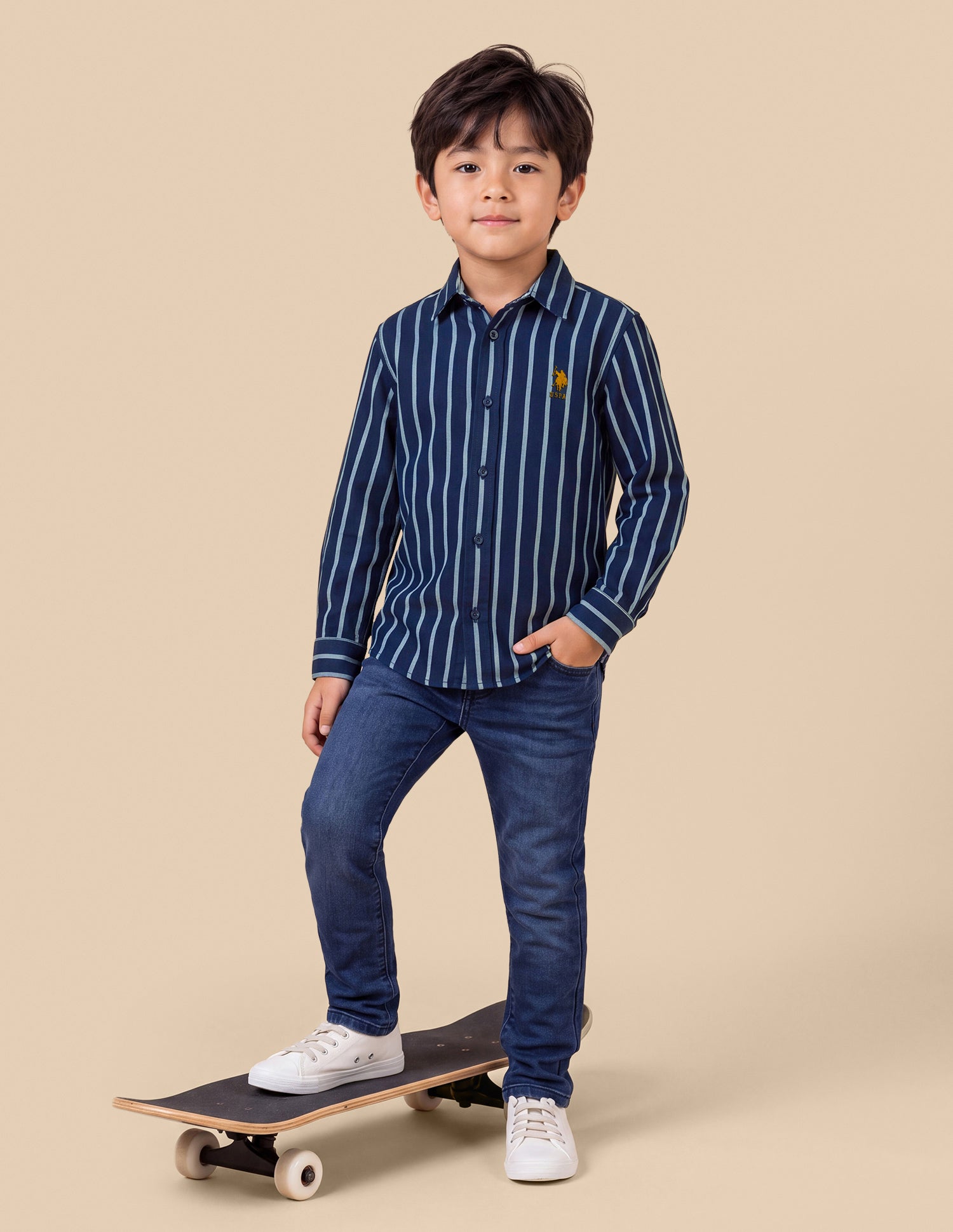 Vertical Striped Twill Shirt Navy - U.S. Polo Assn. India | Large