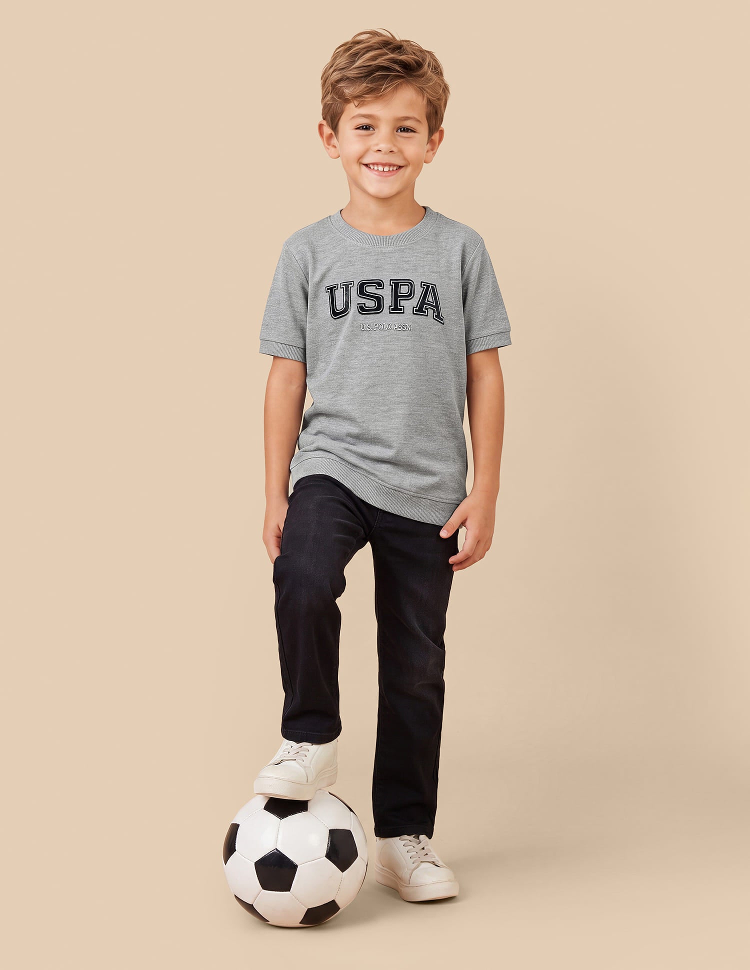Brand Printed Regular Fit T-Shirt Grey - U.S. Polo Assn. India | Large
