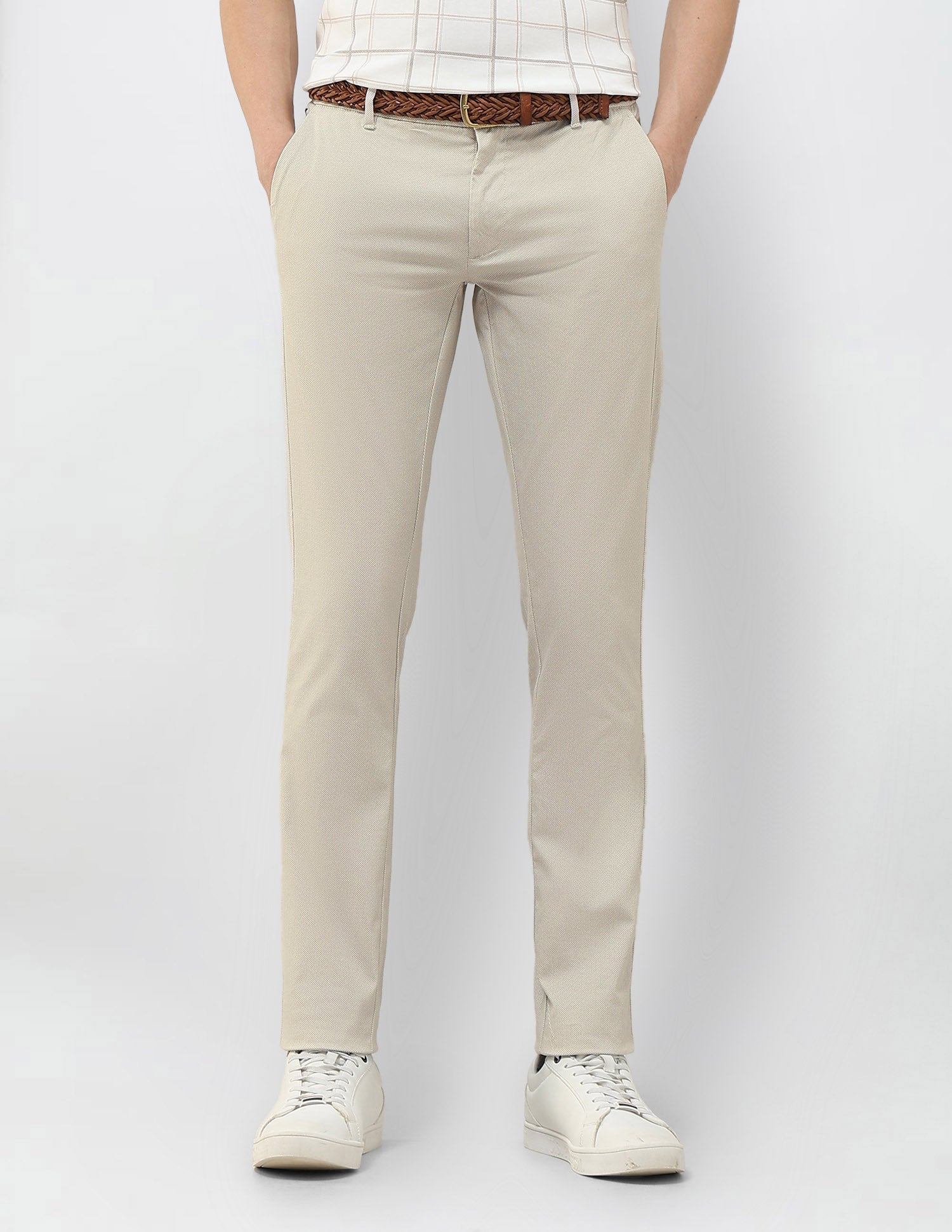 Slim Fit Textured Trousers