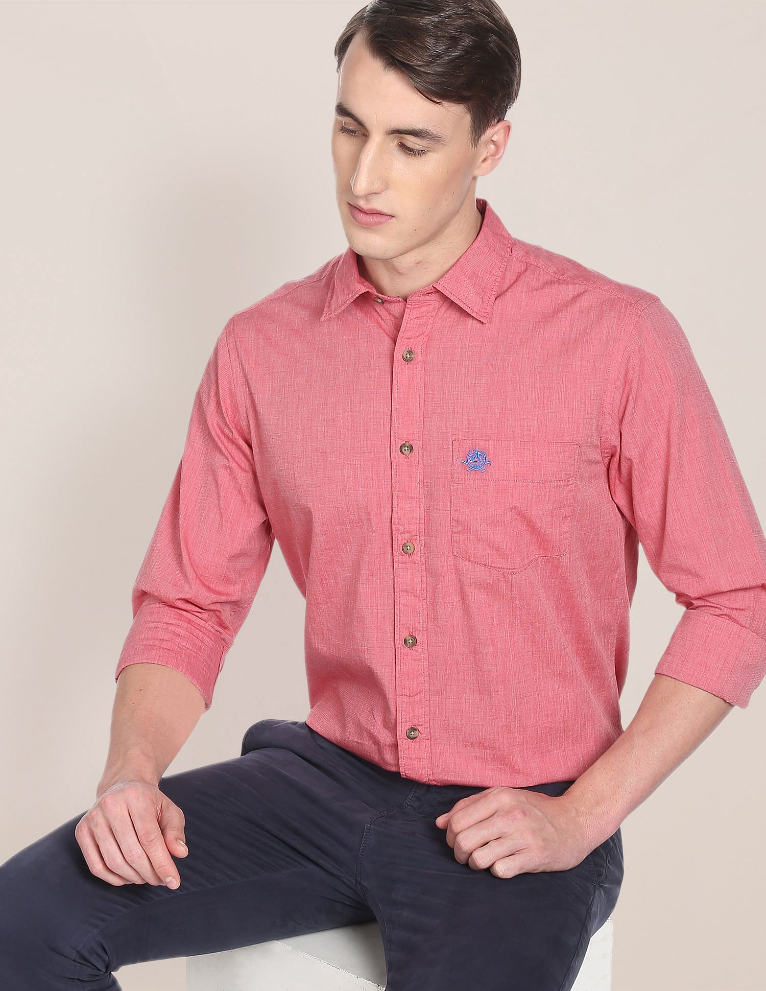 Regular Fit Solid Cotton Casual Shirt Red - U.S. POLO ASSN. | Large