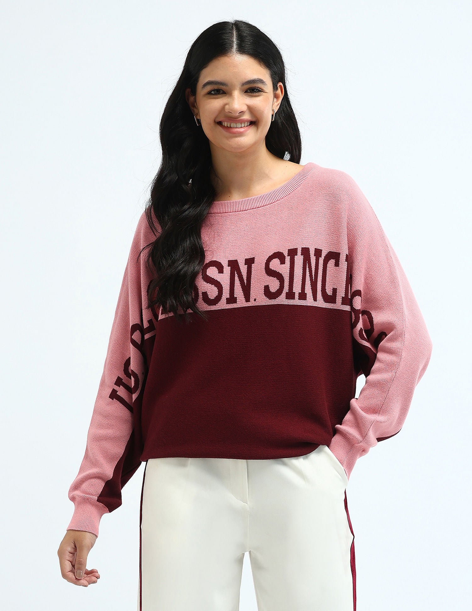 Raglan Sleeves Colour Blocked Sweater