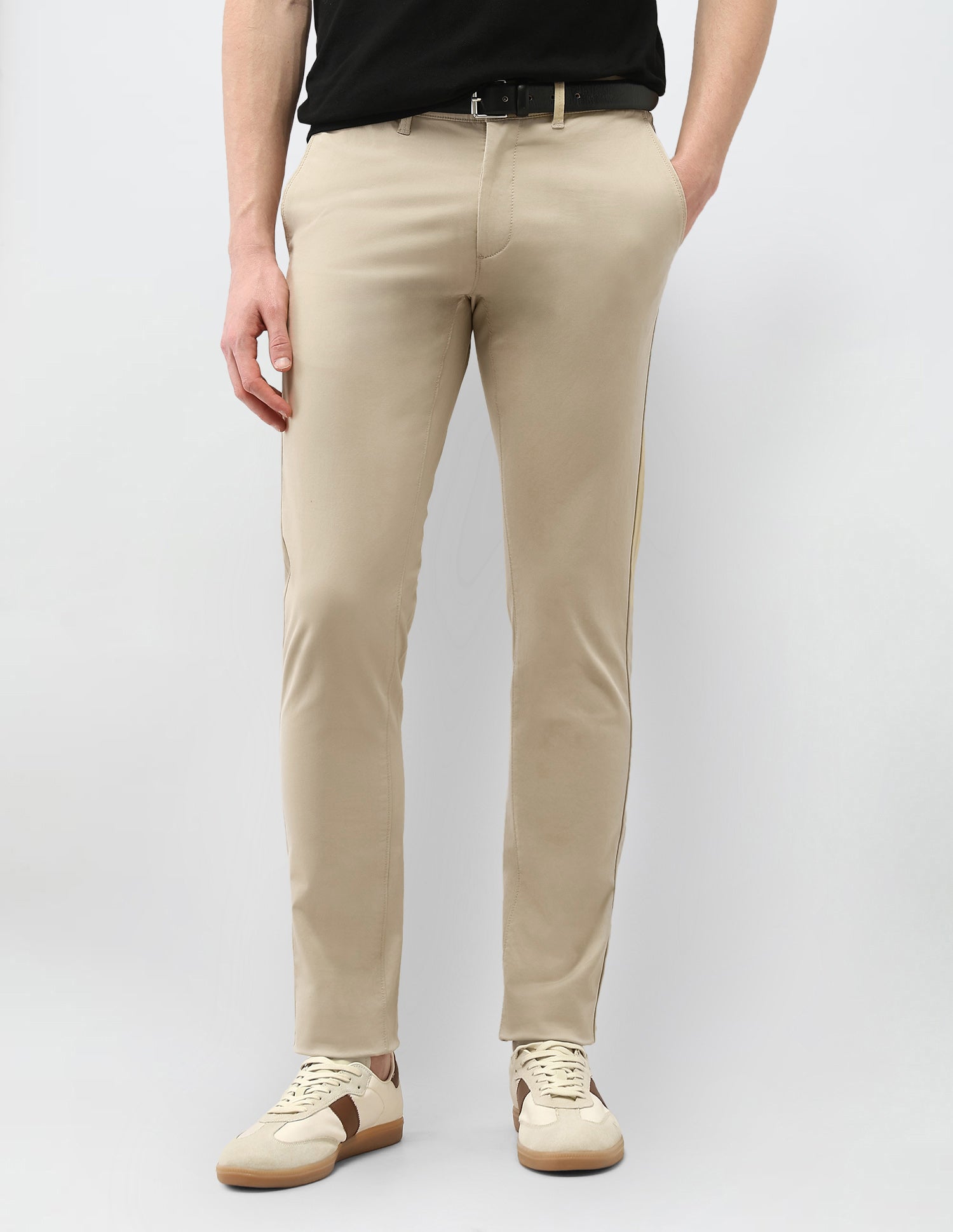 Austin Slim Fit Satin Trousers Light Khaki - U.S. Polo Assn. India | Large