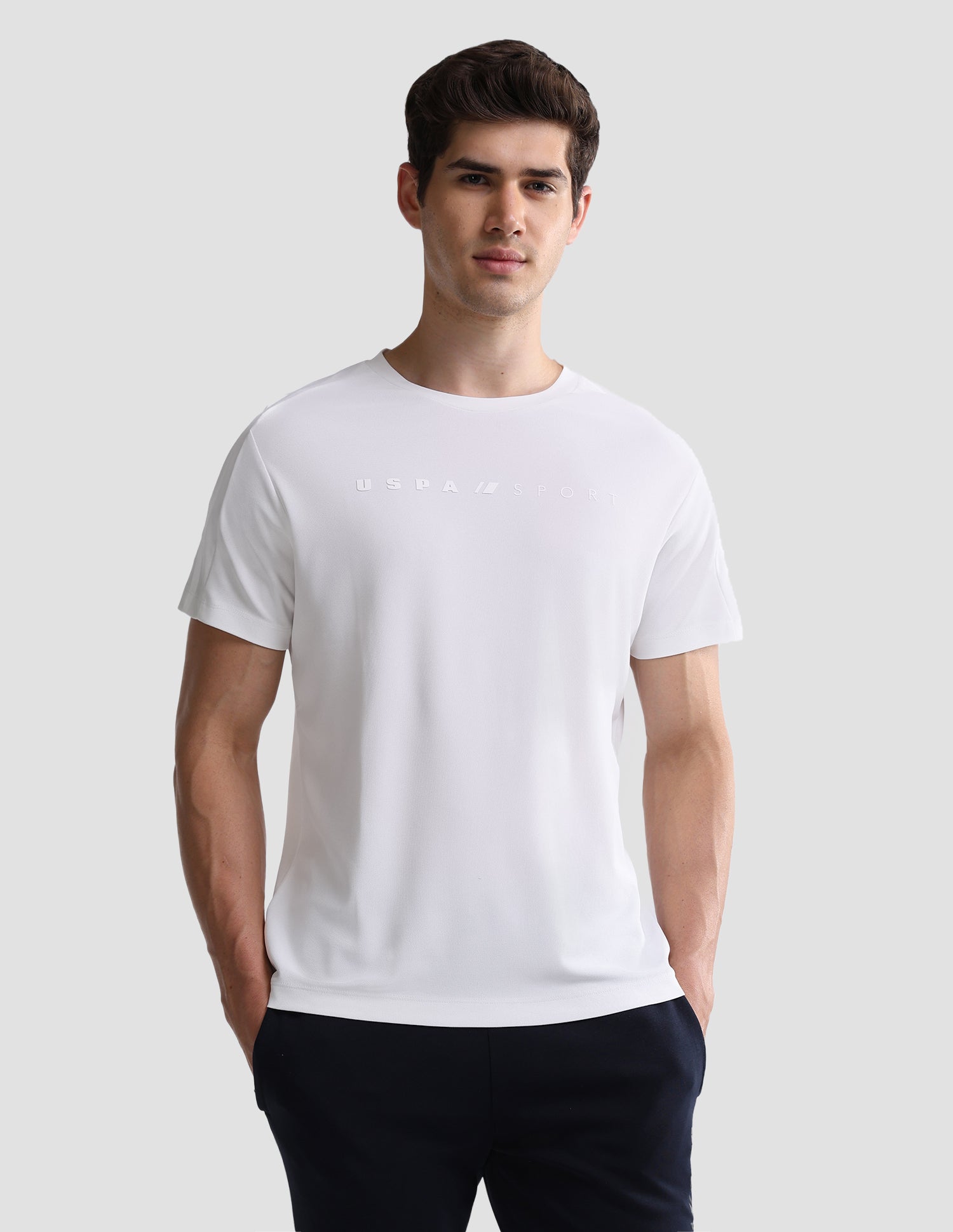 Solid Slim Fit Active T-Shirt White - U.S. Polo Assn. India | Large