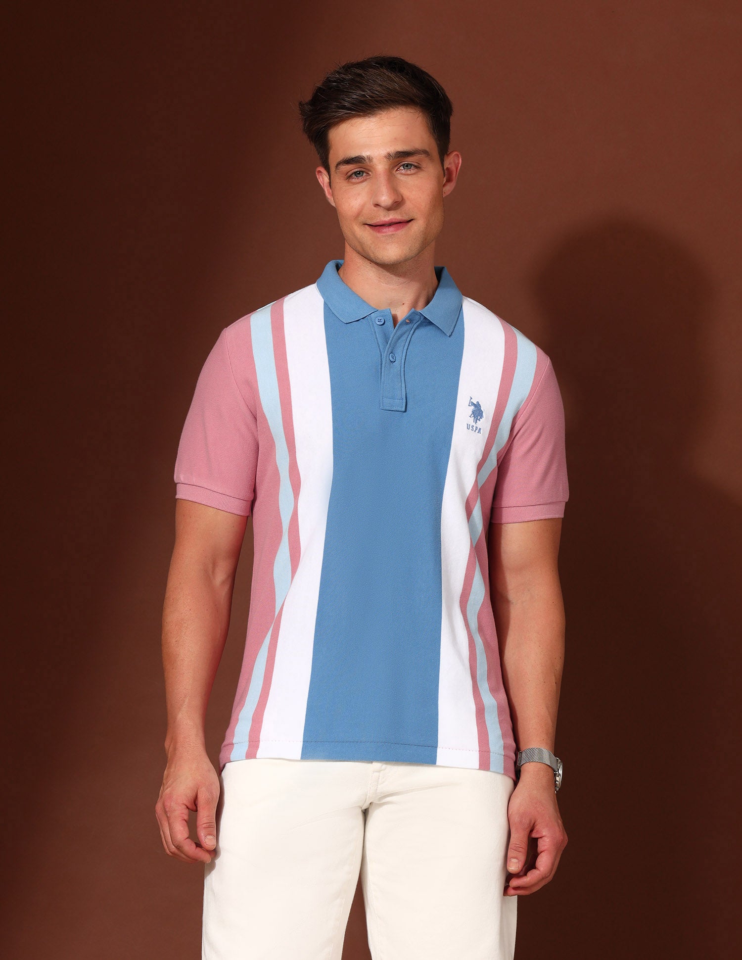 Vertical Striped Working Holiday Polo Shirt