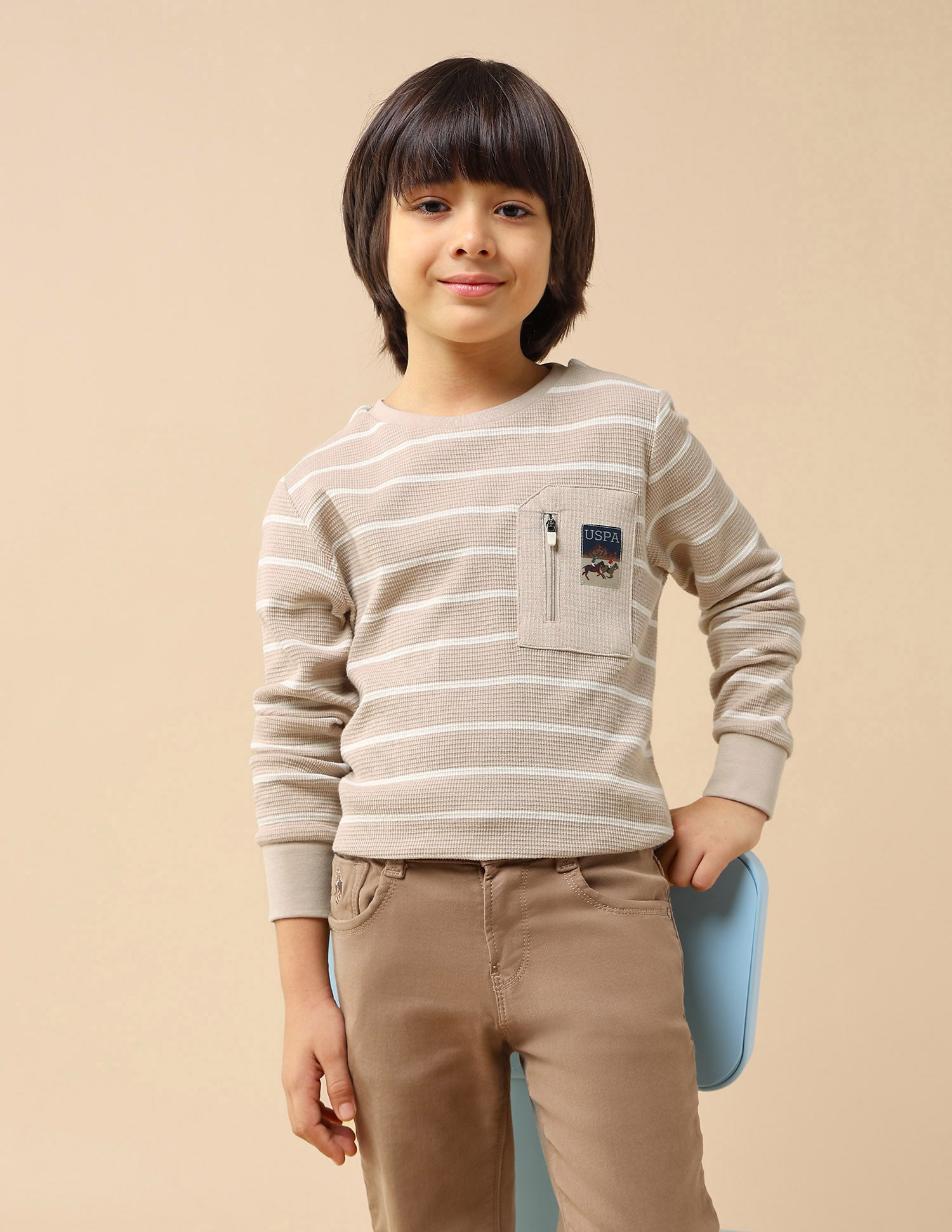 Boys Horizontal Striped Regular Fit T-Shirt