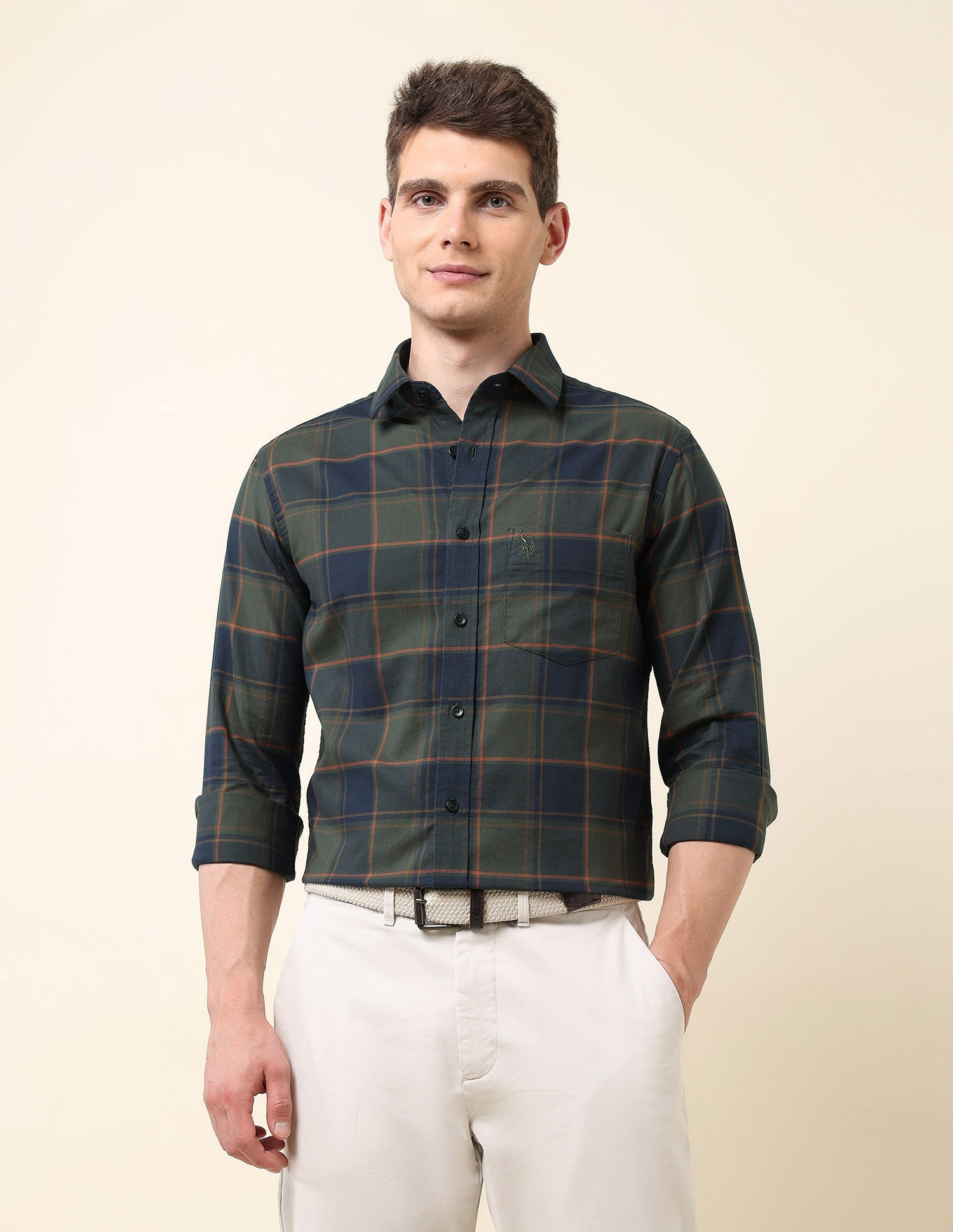 Buffalo Checked Dobby Shirt Olive - U.S. Polo Assn. India | Large