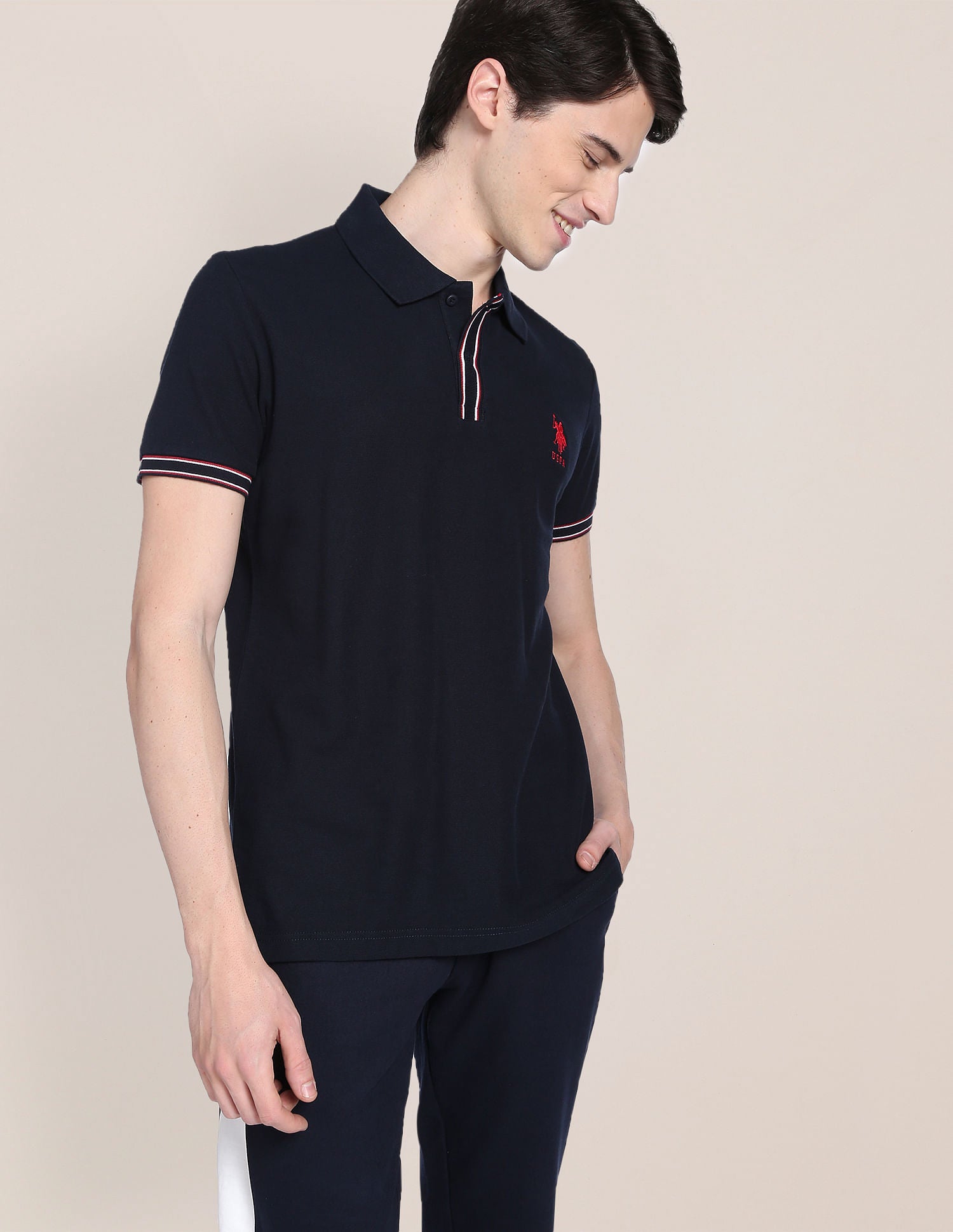 Solid Pique Polo Shirt Navy - U.S. Polo Assn. India | Large