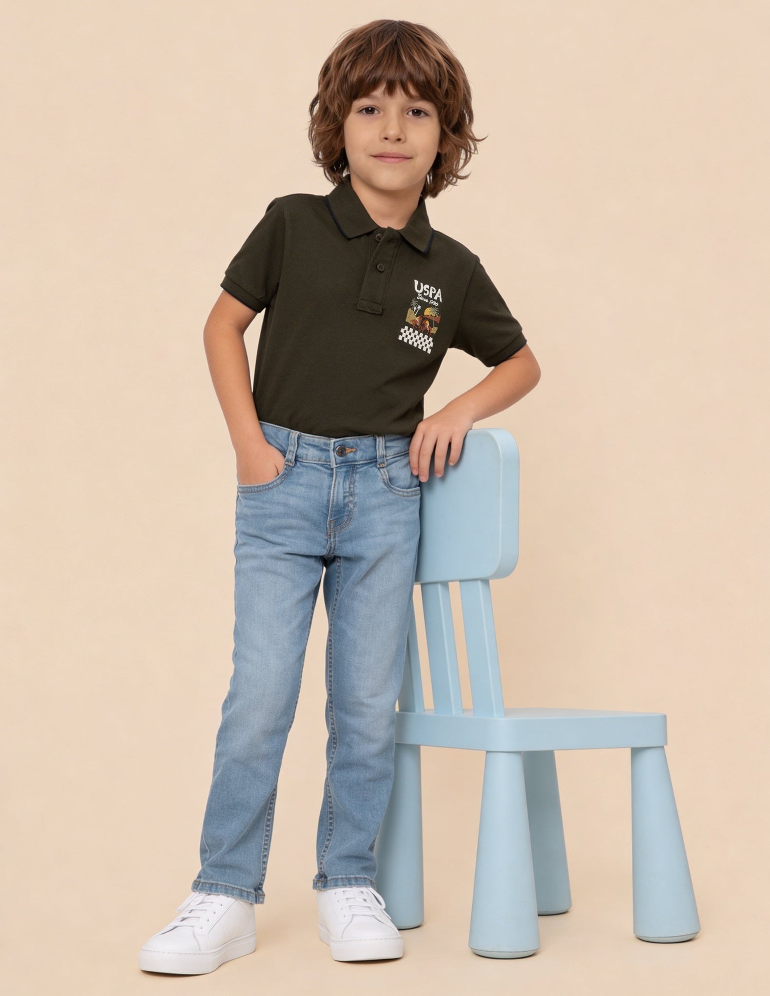Relaxed Fit Whiskered Jeans Light Blue - U.S. Polo Assn. India | Large