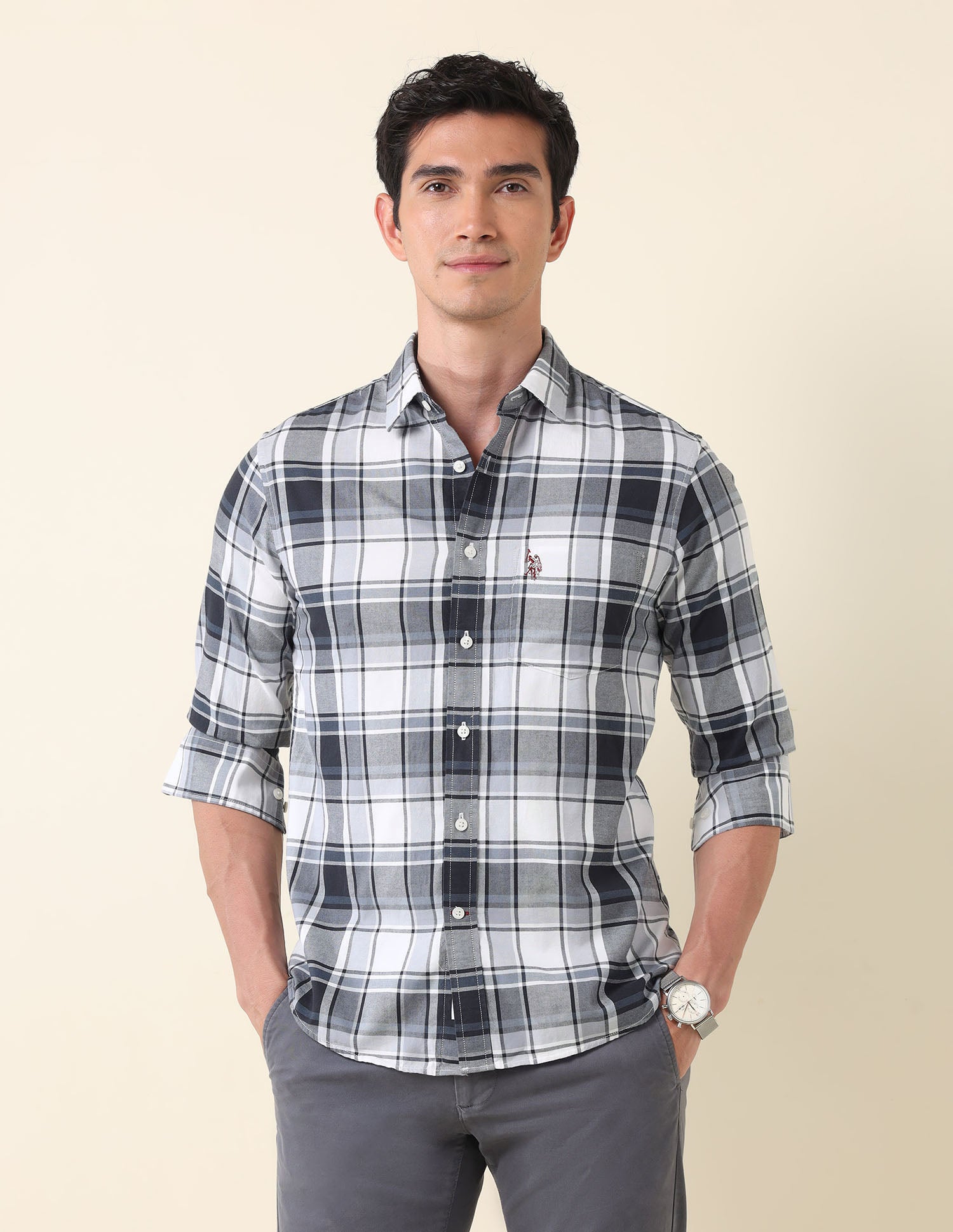 Plaid Checked Tailored Fit Shirt