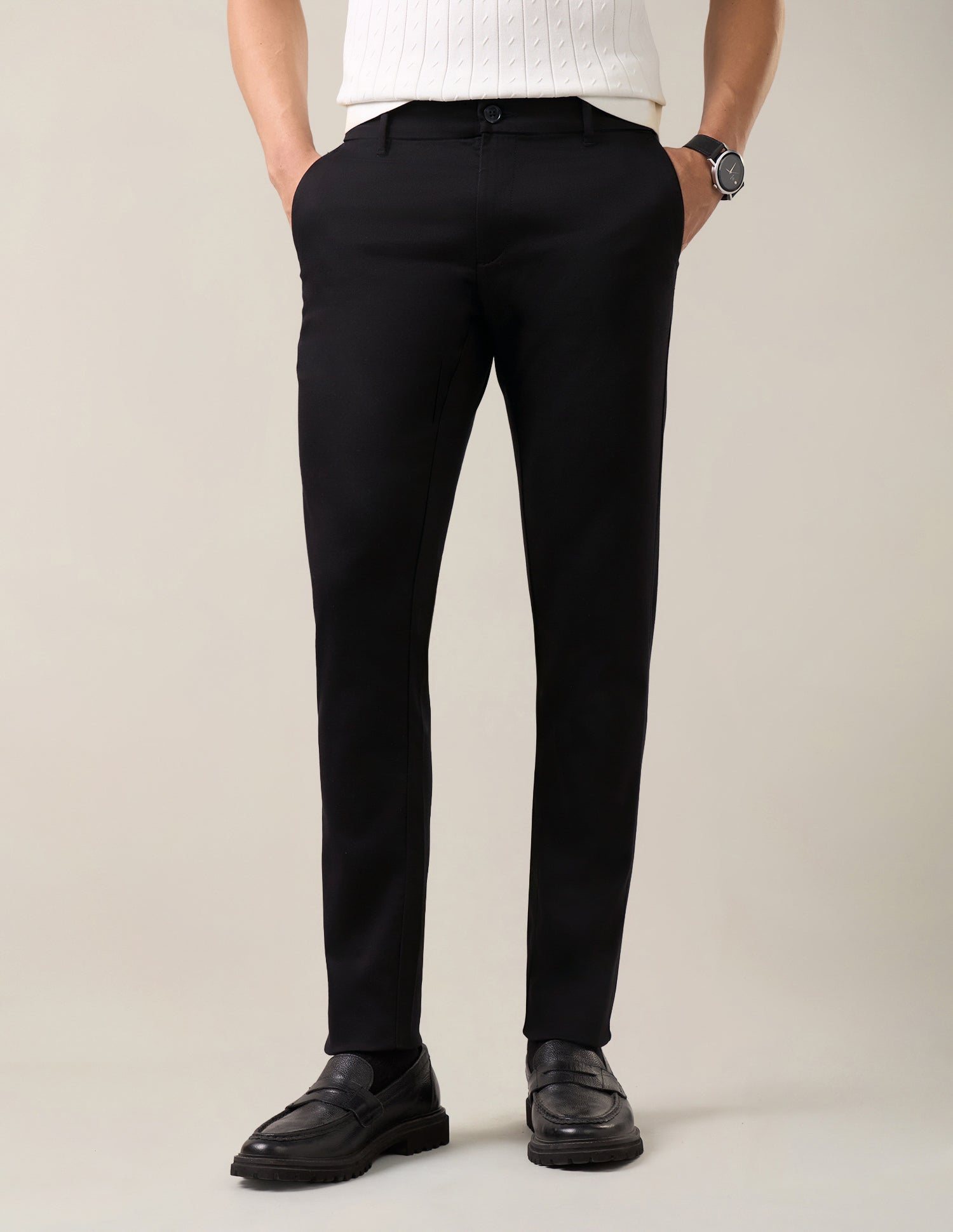 Mid Rise Austin Slim Fit Trousers Black - U.S. Polo Assn. India | Large