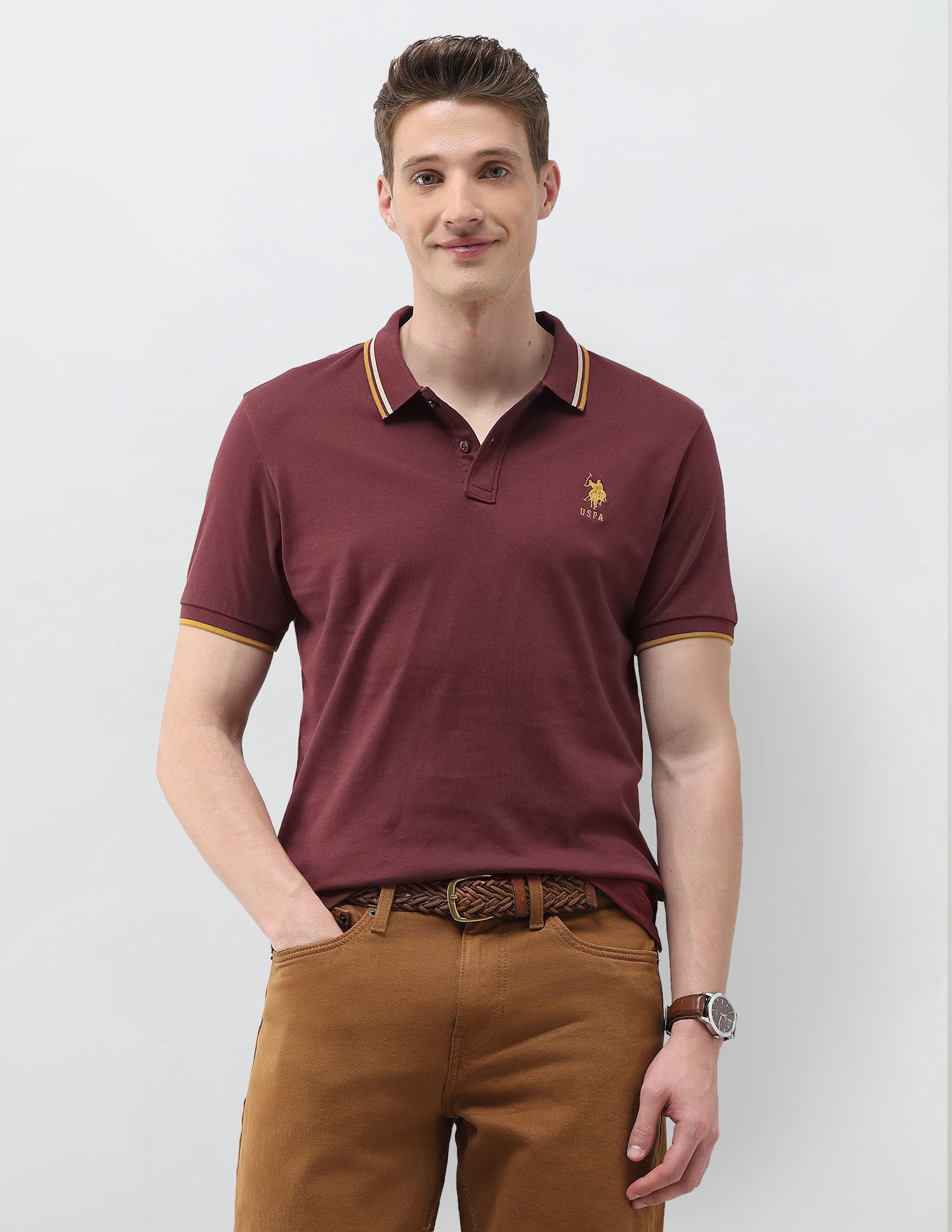Solid Slim Fit Polo Shirt Violet - U.S. Polo Assn. India | Large