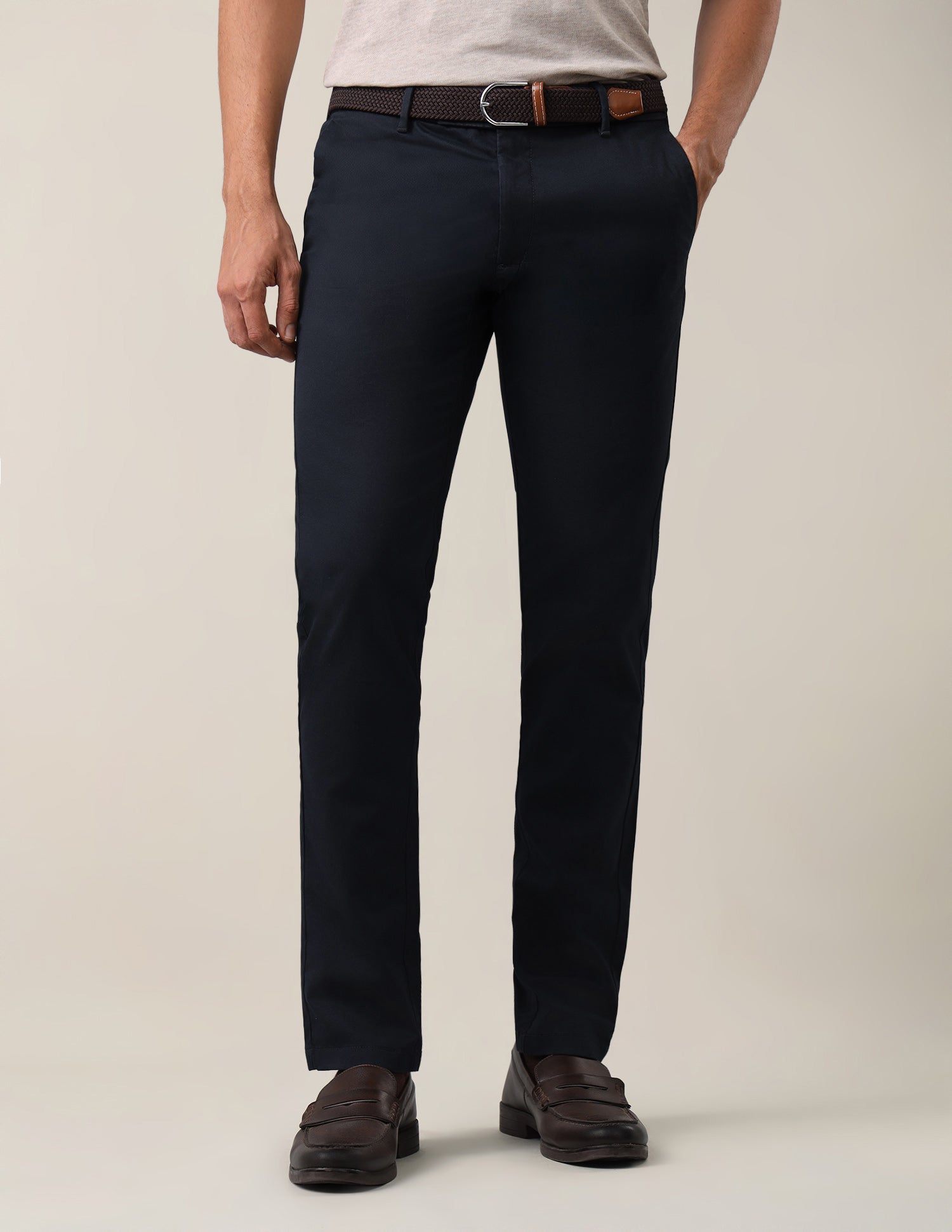 Textured Satin Trousers Dark Navy - U.S. Polo Assn. India | Large