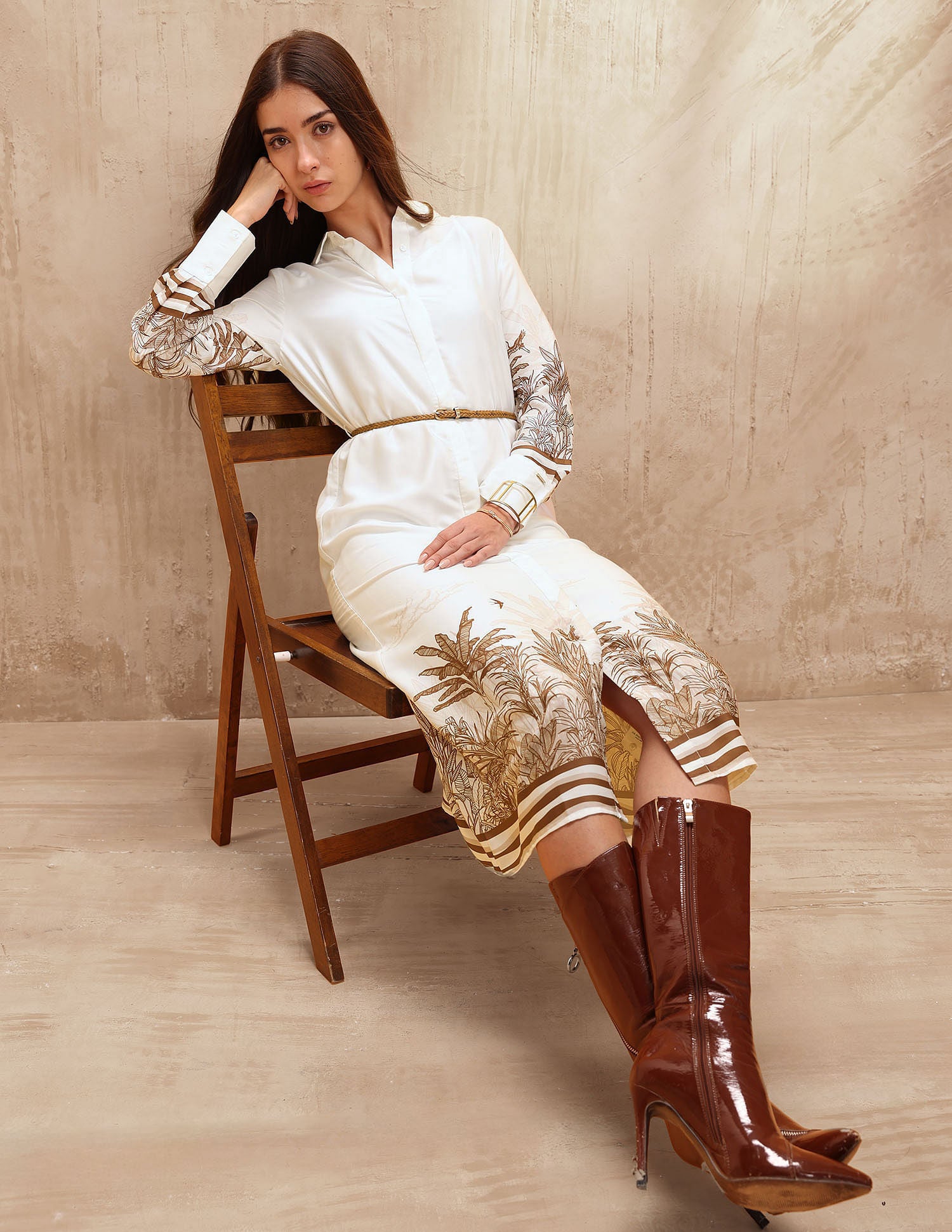 Tropical Printed Shirt Dress