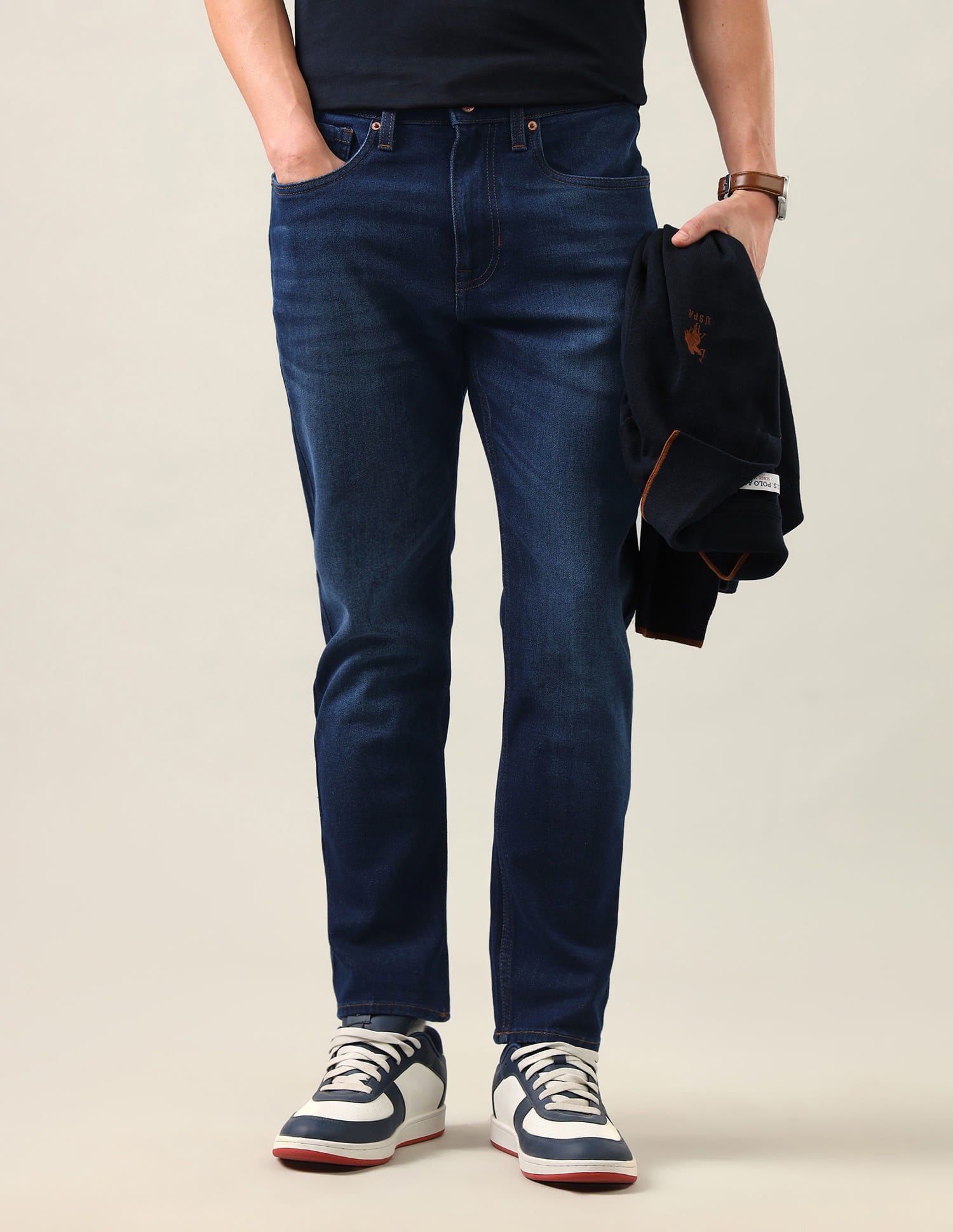 Cole Comfort Cropped Fit Blue Jeans Blue - U.S. Polo Assn. India | Large