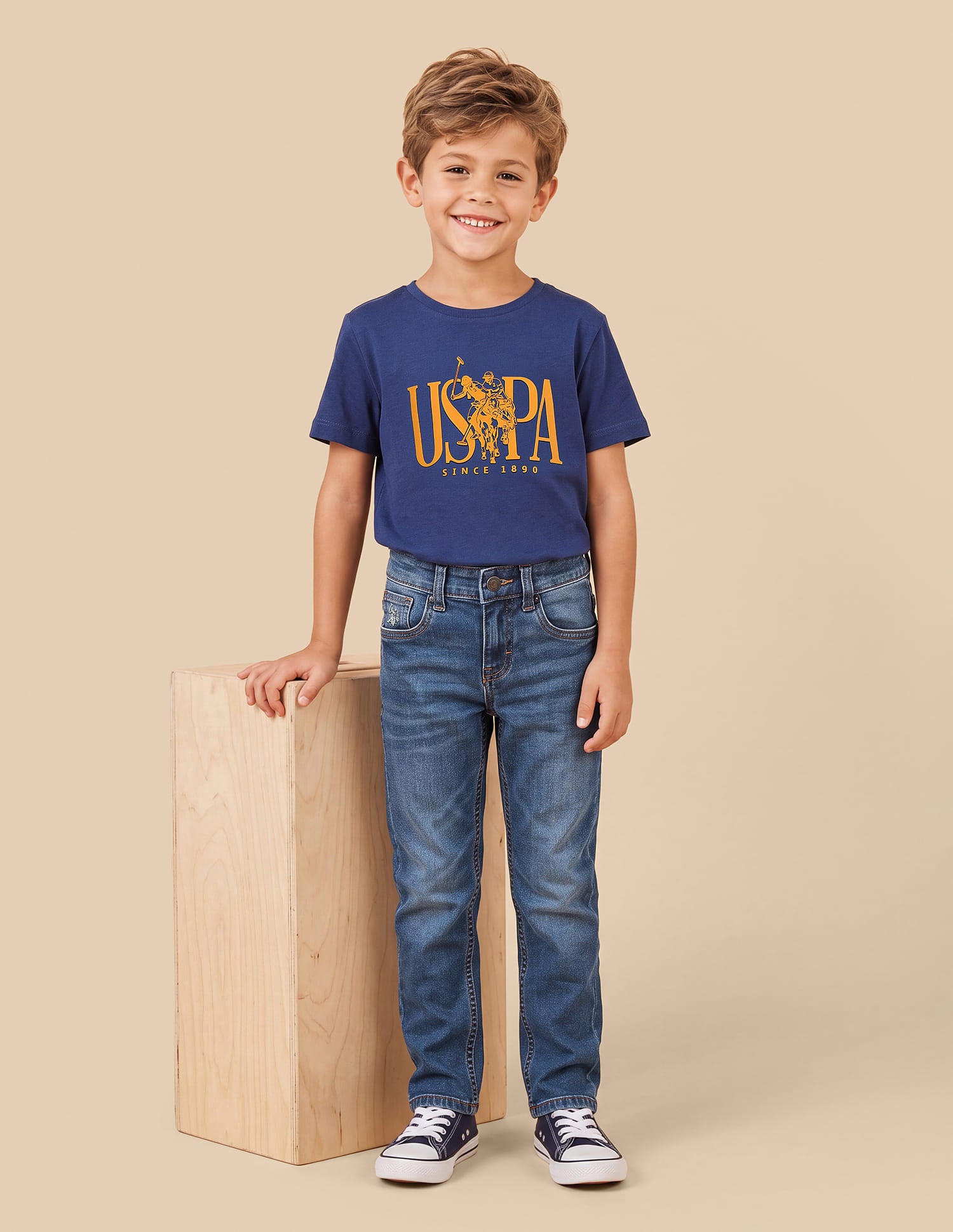 Slim Fit Whiskered Jeans Blue - U.S. Polo Assn. India | Large