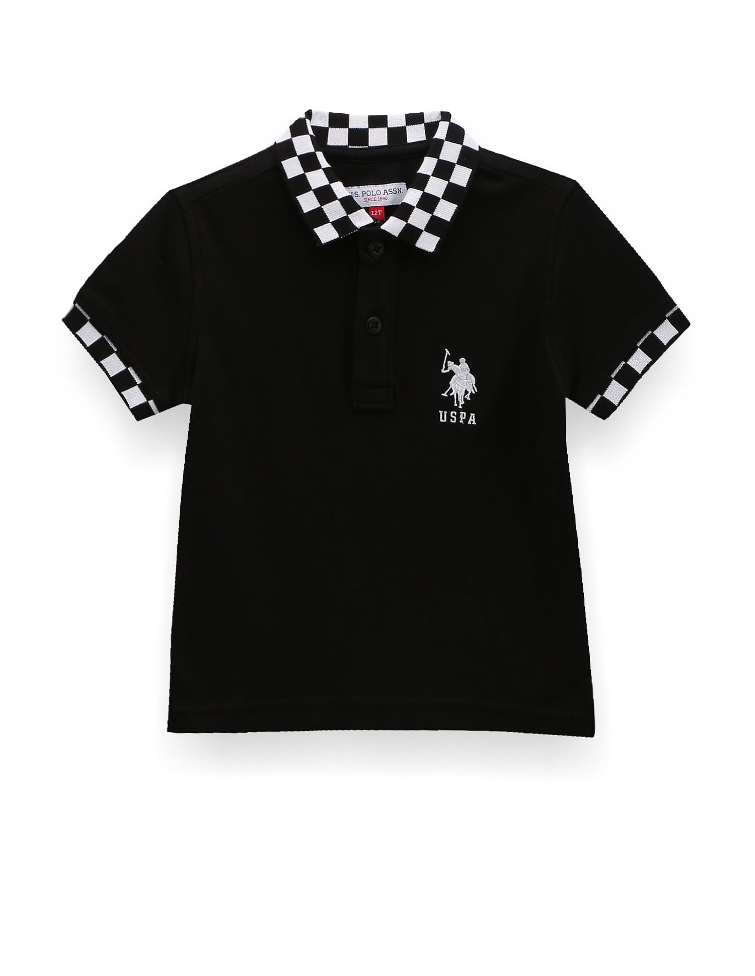 Boys Check Collar Cotton Polo Shirt