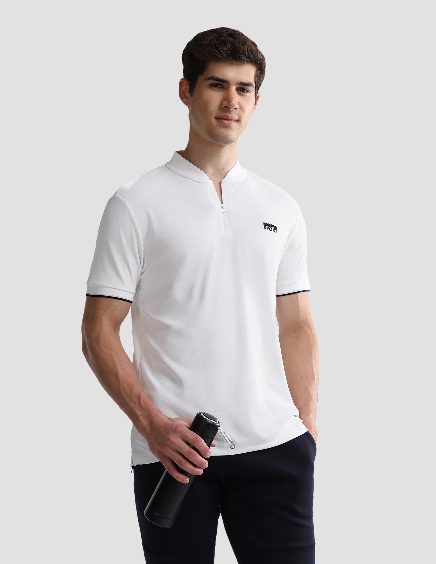 Solid Slim Fit Active Polo Shirt White - U.S. Polo Assn. India | Large