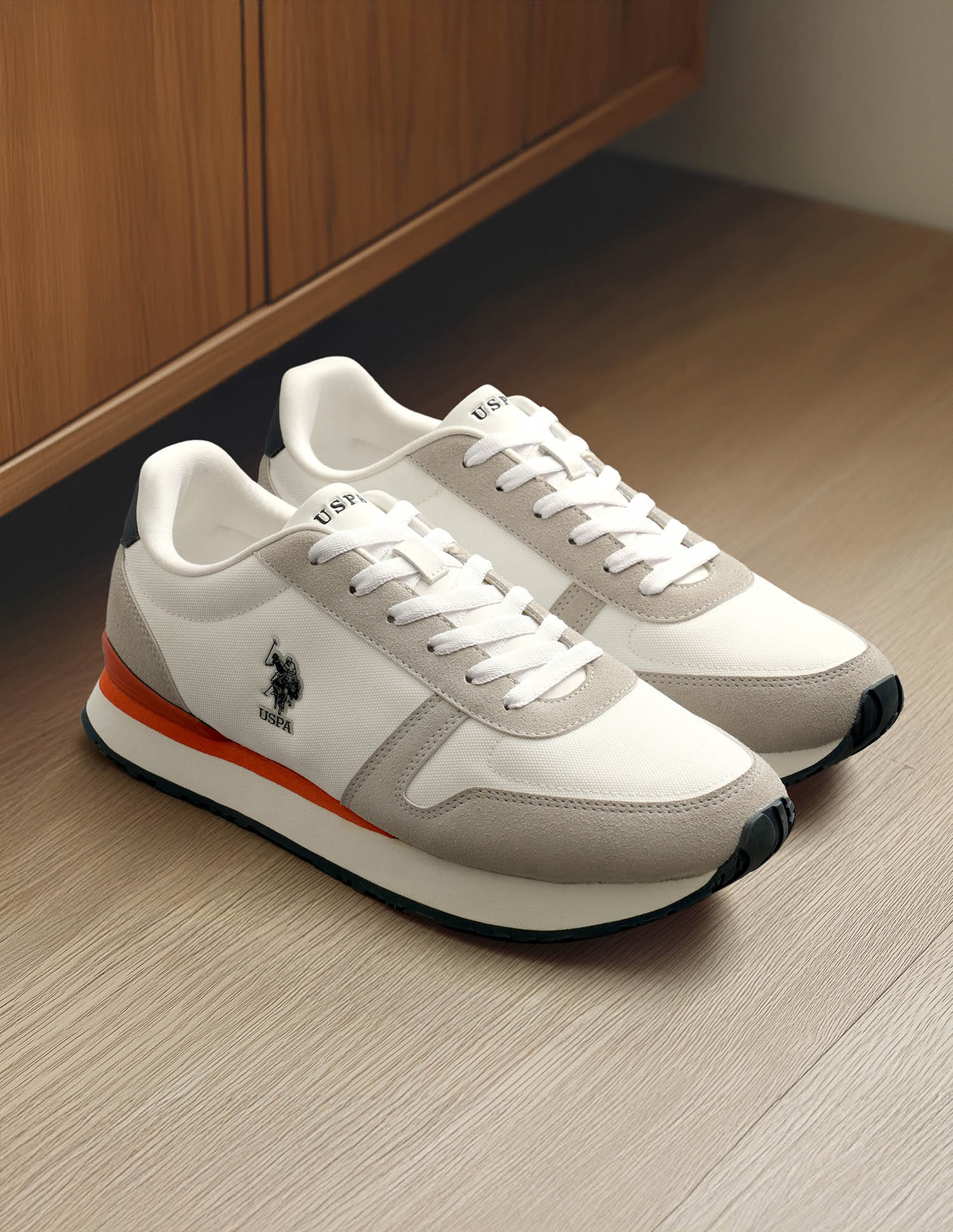 Men Tregon Suede Colourblocked Sneakers Off White - U.S. Polo Assn. India | Large