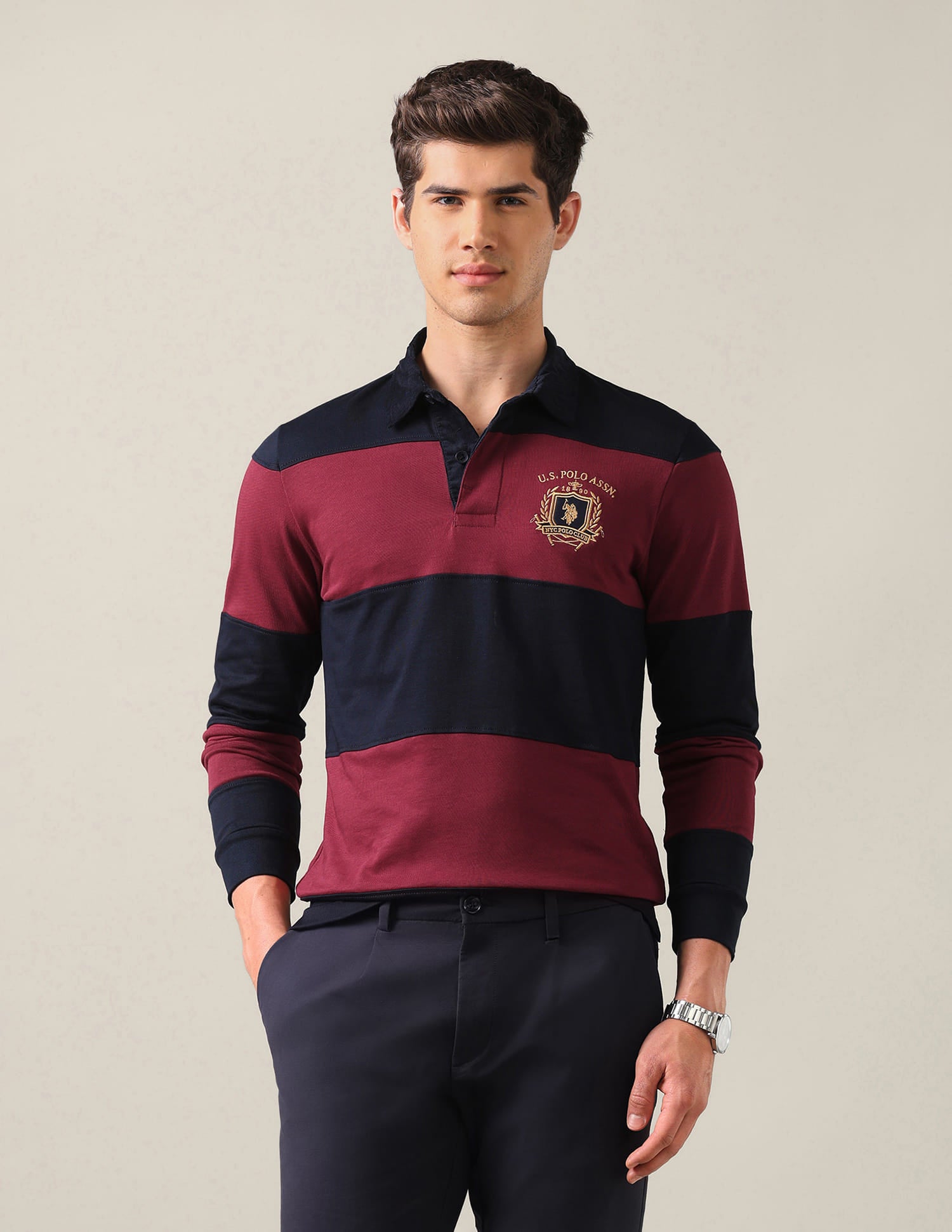 Horizontal Striped Slim Fit Polo Shirt Red - U.S. Polo Assn. India | Large