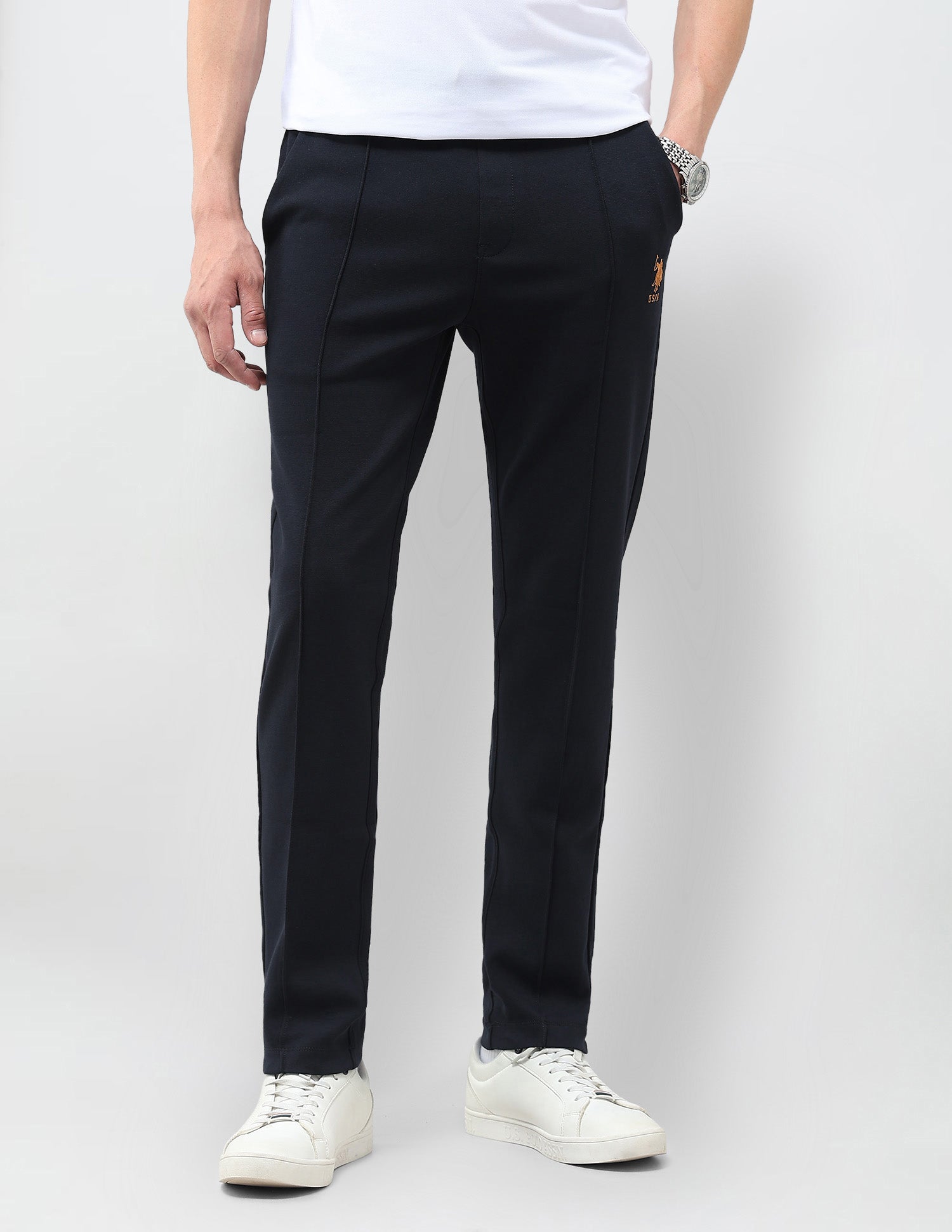 Mid Rise Solid Track Pants