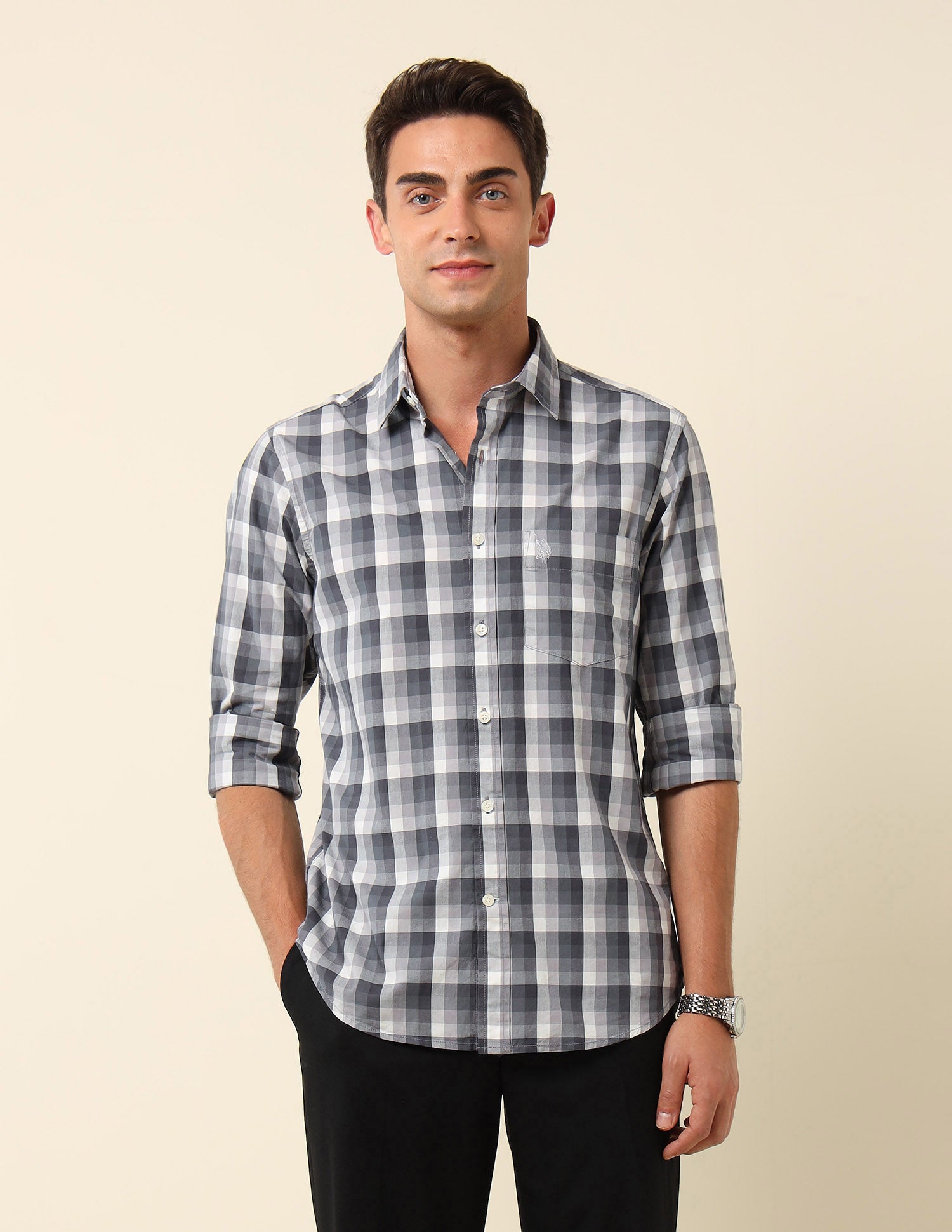 Grid Tattersall Checked Tailored Fit Shirt