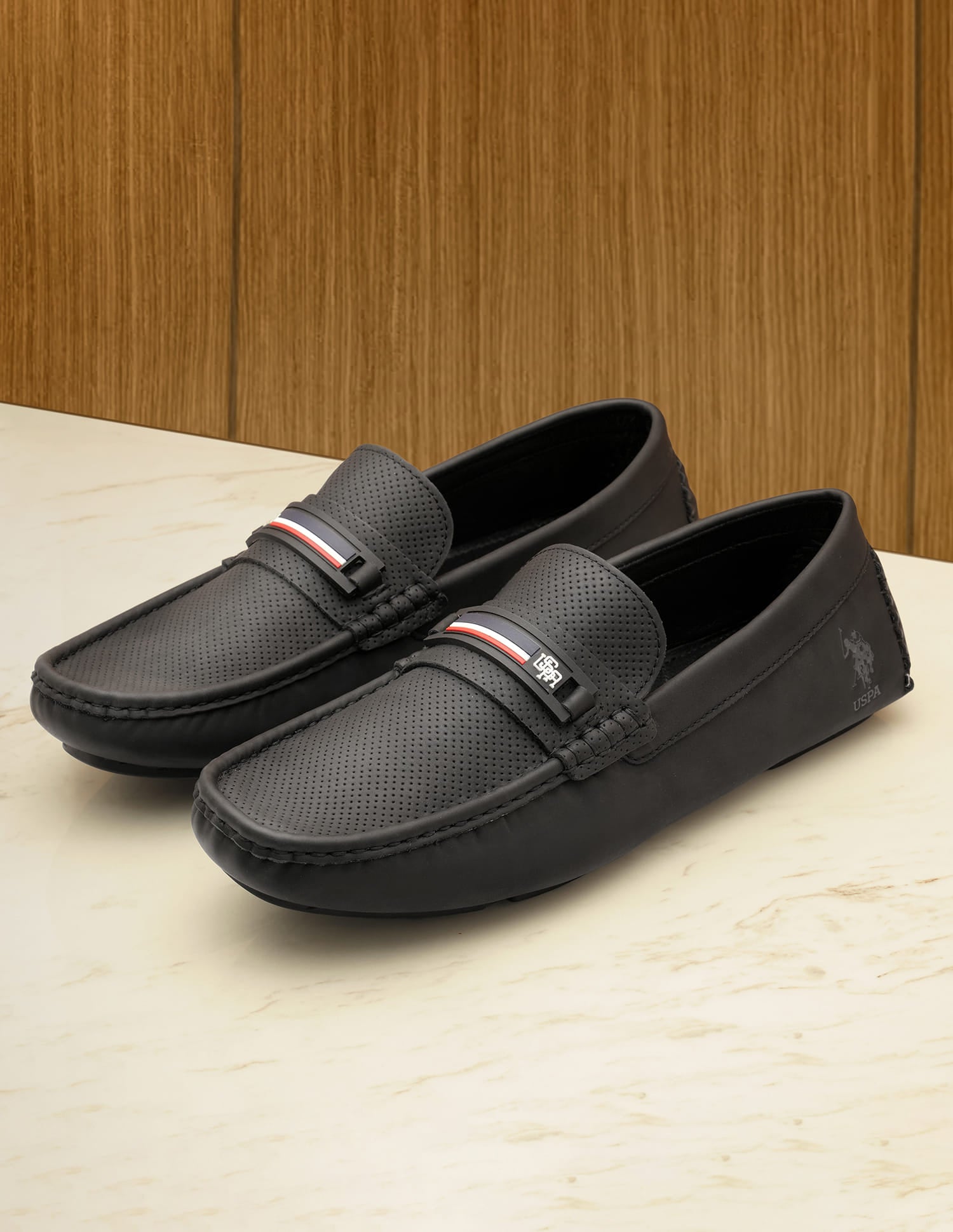 Men Barnes 5.0 Textured Loafers Black - U.S. Polo Assn. India | Large