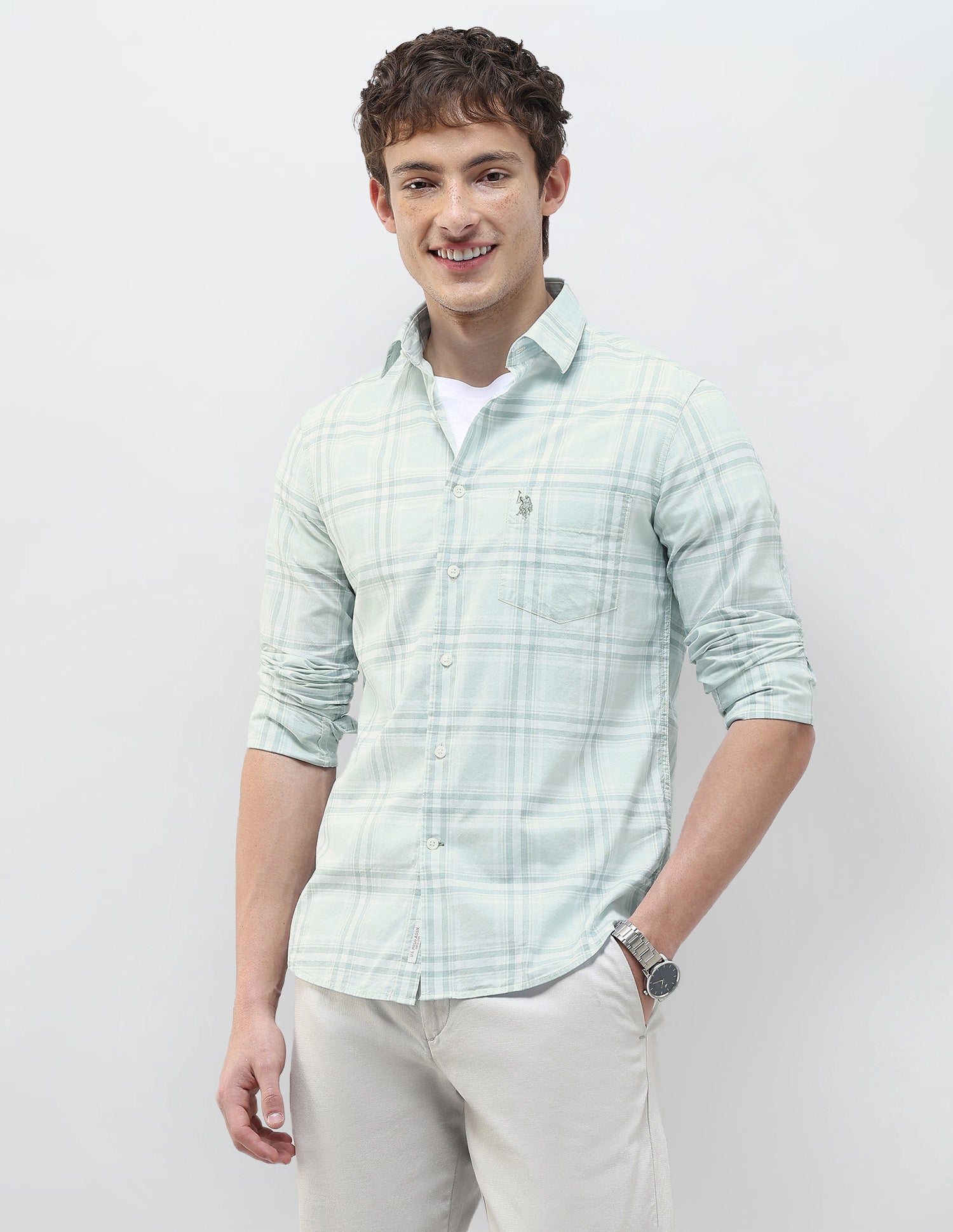Tartan Checked Regular Fit Shirt Green - U.S. Polo Assn. India | Large