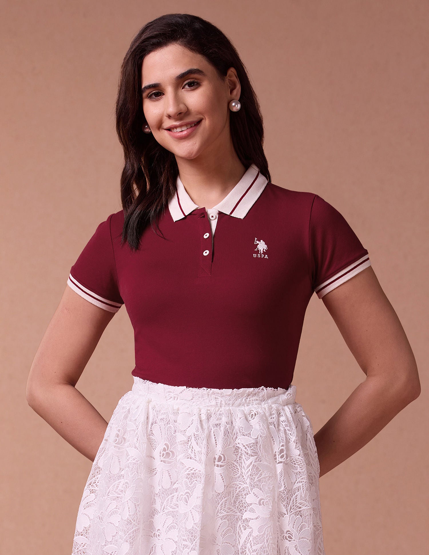 Contrast Collar Cotton Polo Shirt