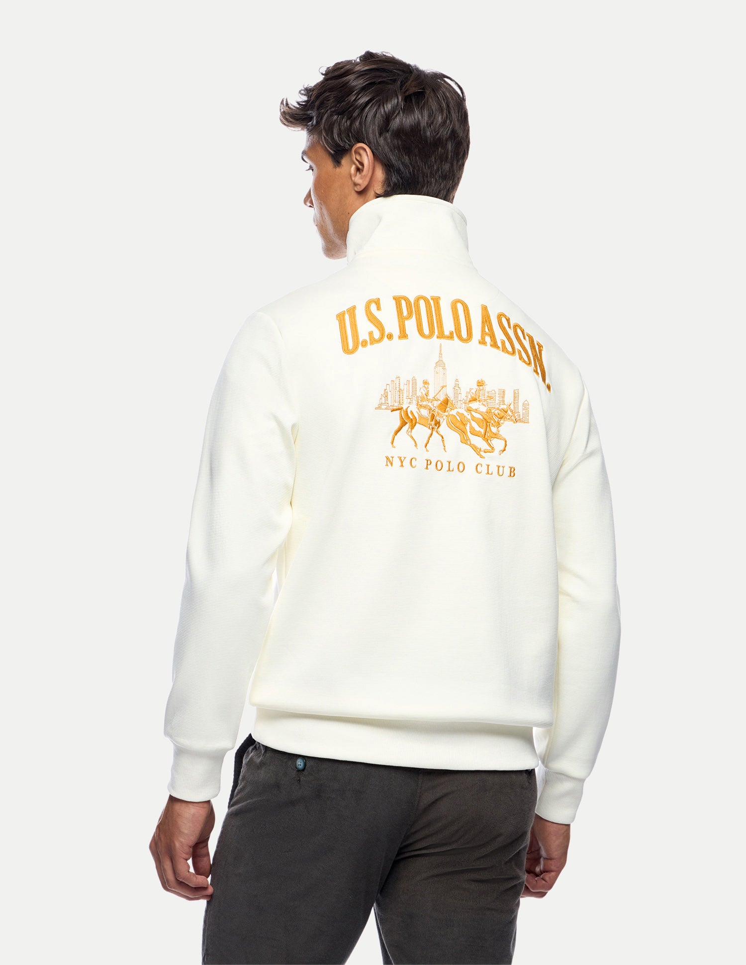 Brand Embroidered Slim Fit Sweatshirt Off White - U.S. Polo Assn. India | Large