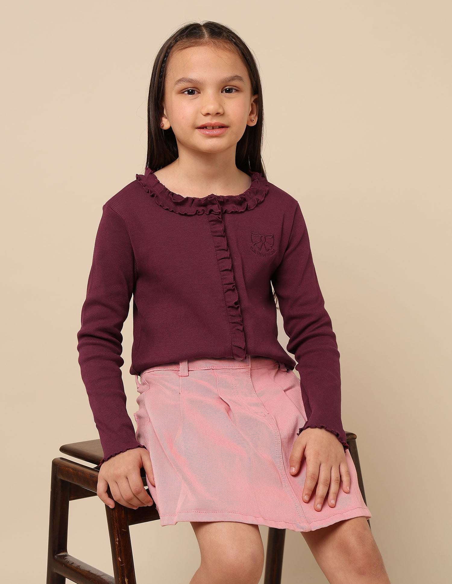 Girls Textured Slim Fit Top