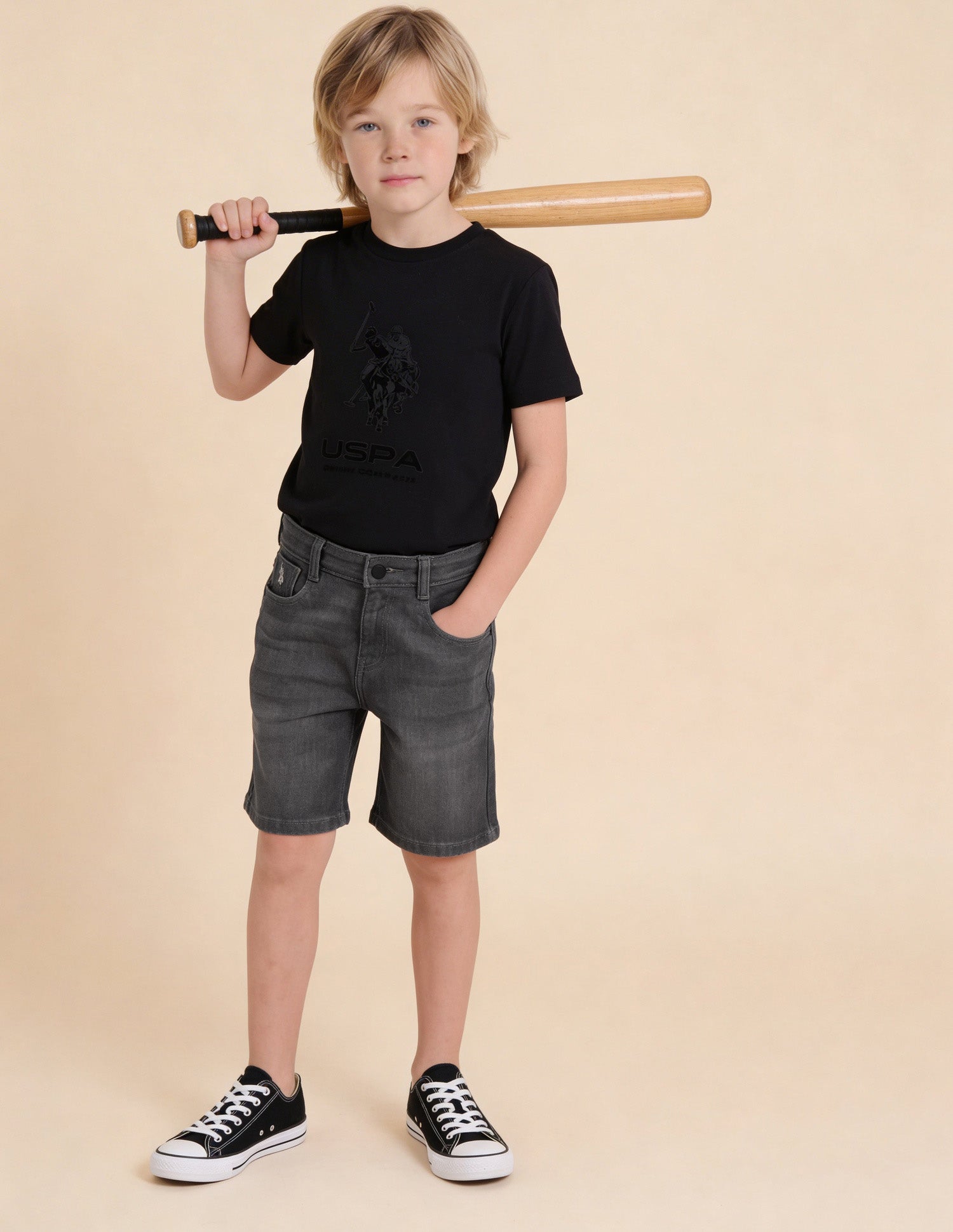 Mid Rise Regular Fit Denim Shorts