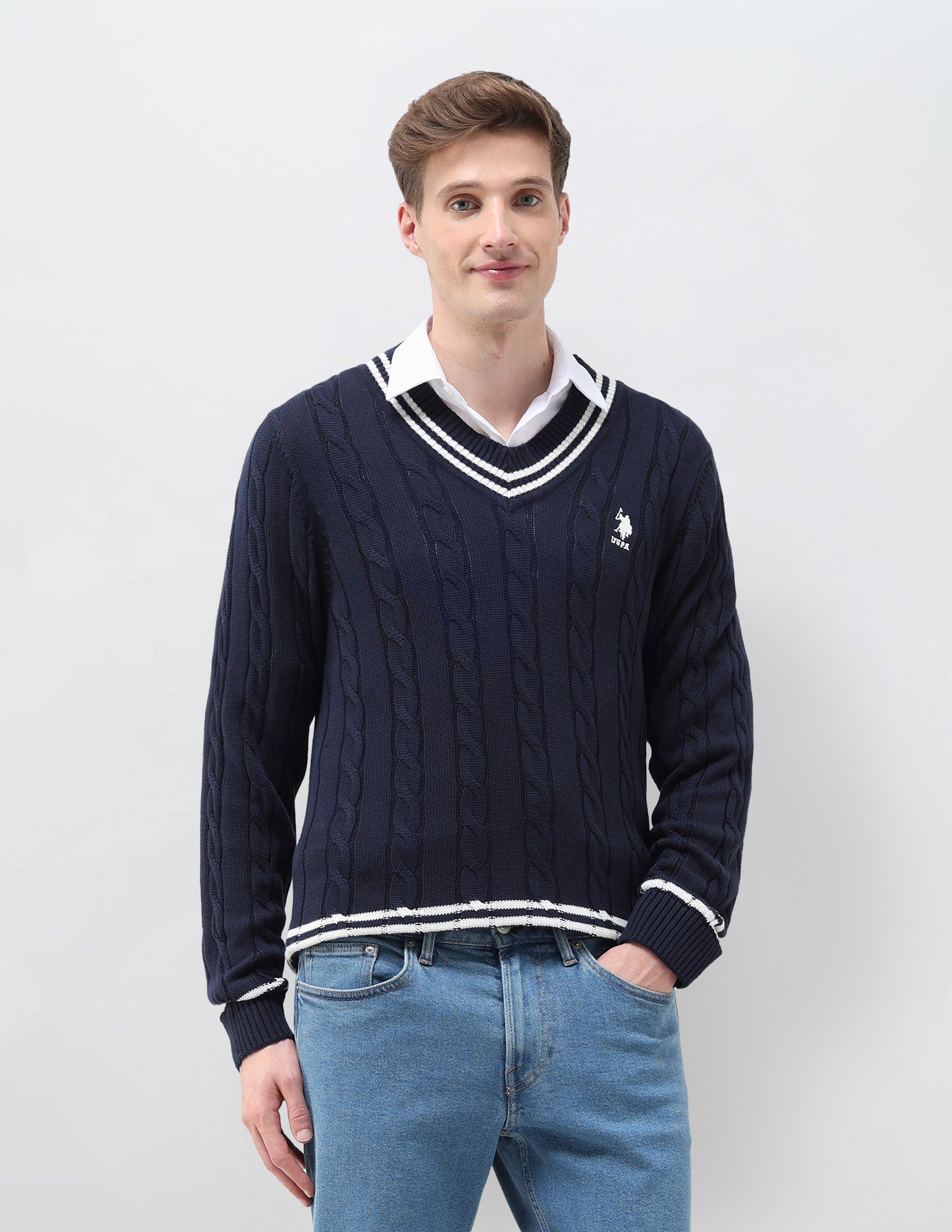 Patterned Cable Knit Regular Fit Sweater