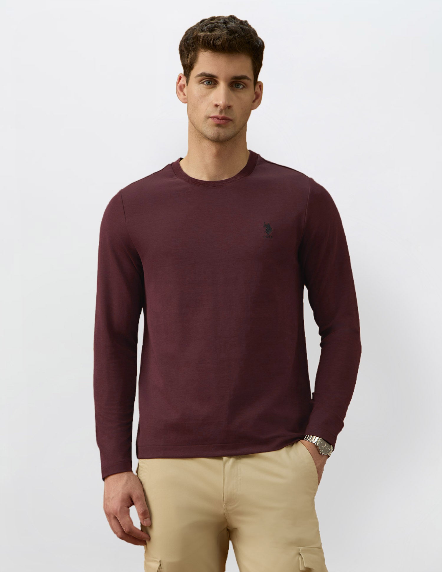 Solid Slim Fit Varsity Theatre T-Shirt