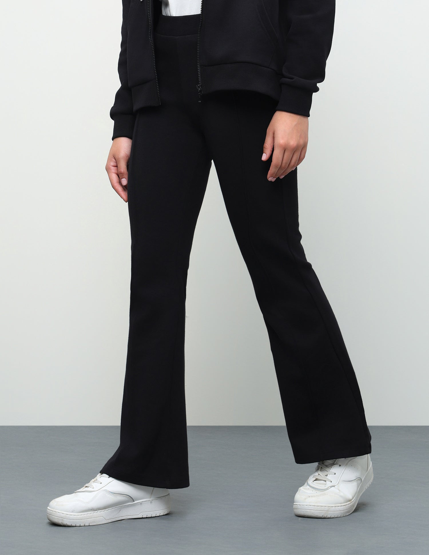 High Rise Flared Fit Trousers Black - U.S. Polo Assn. India | Large