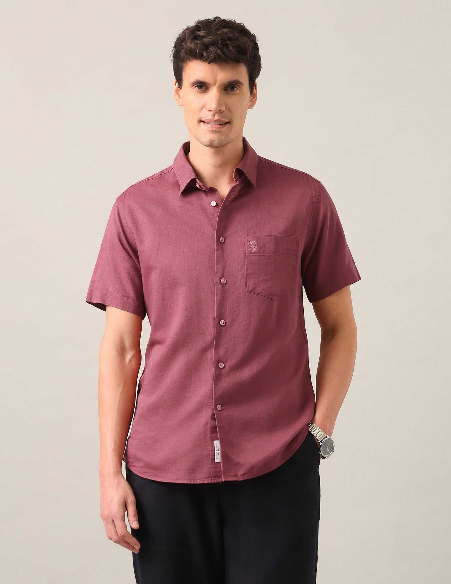Solid Tailored Fit Shirt Red - U.S. Polo Assn. India | Large