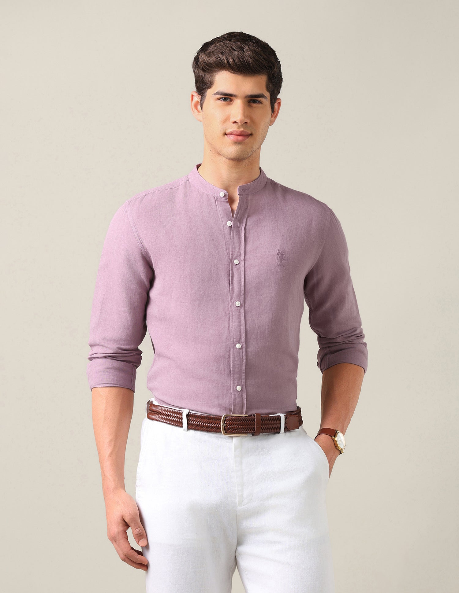 Solid Regular Fit Shirt Mauve - U.S. Polo Assn. India | Large