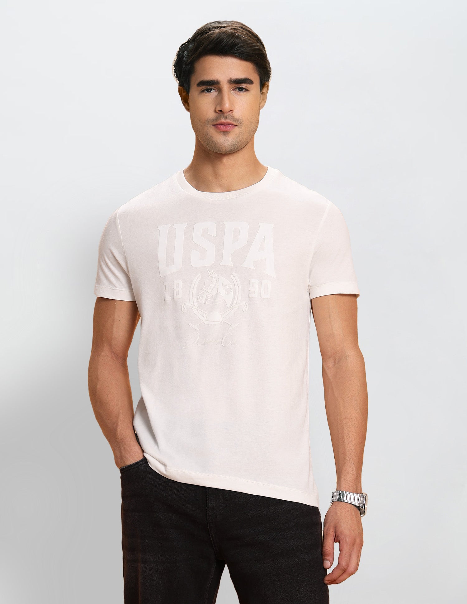 Brand Embossed Muscle Fit T-Shirt