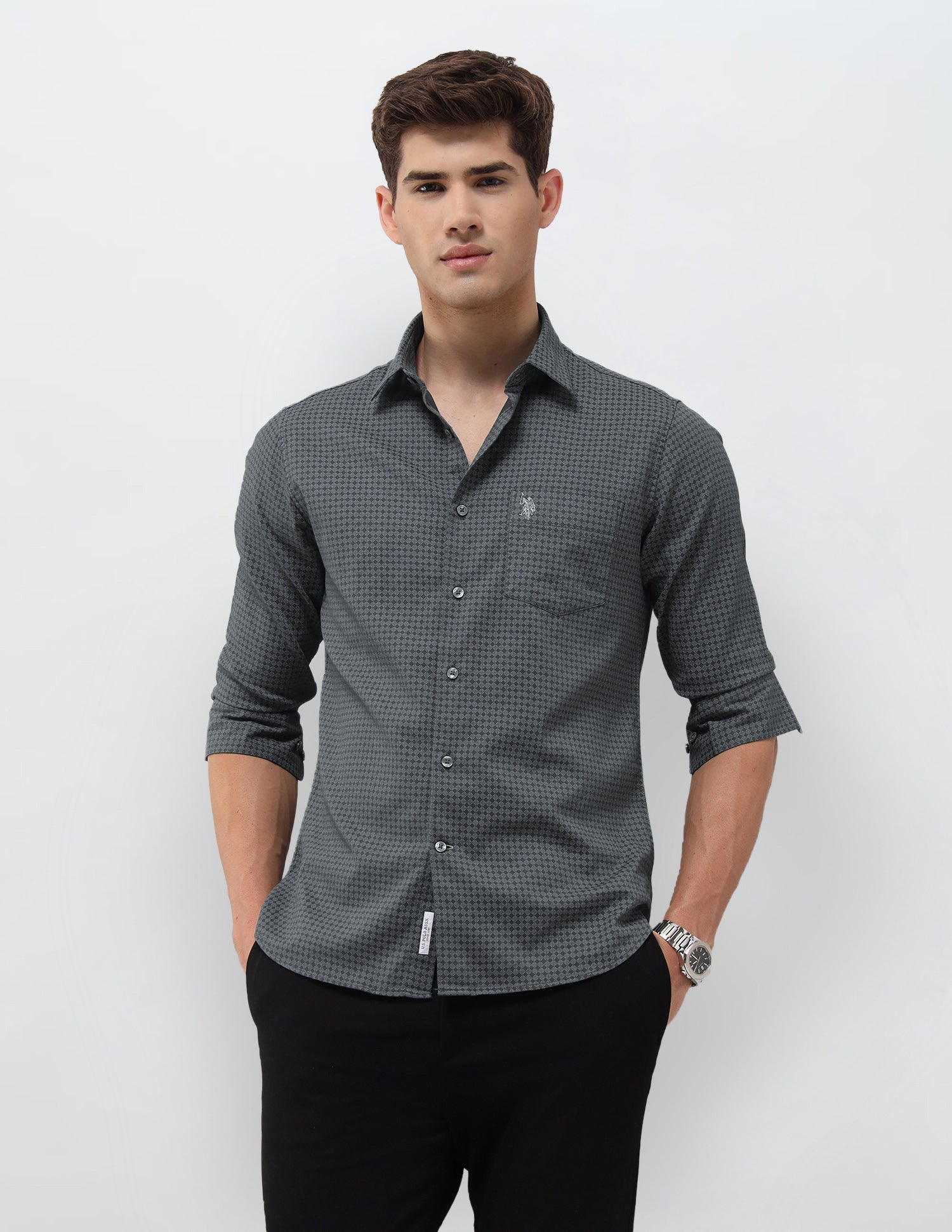 Geometric Printed Dobby Shirt