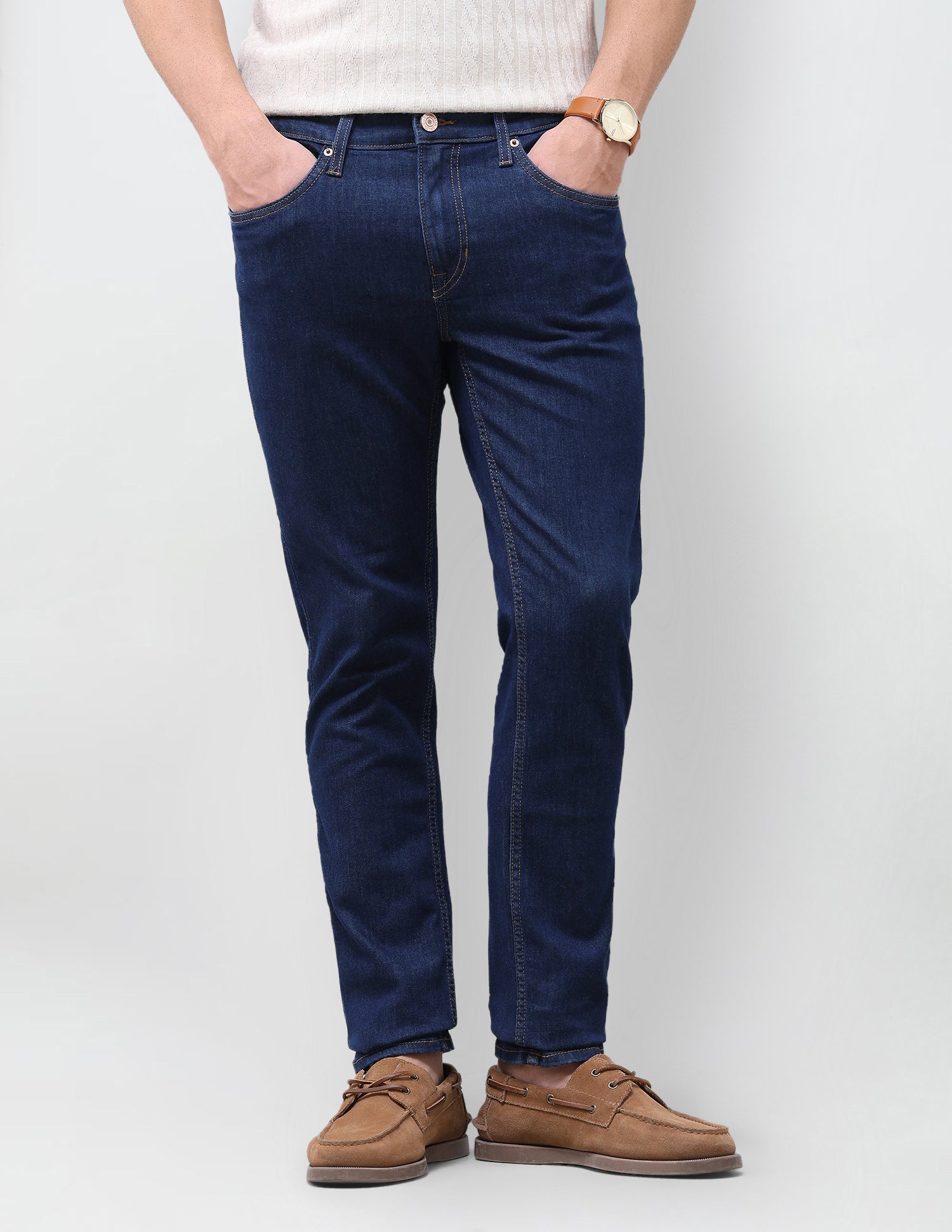 Solid Slim Tapered Fit Jeans Blue - U.S. Polo Assn. India | Large