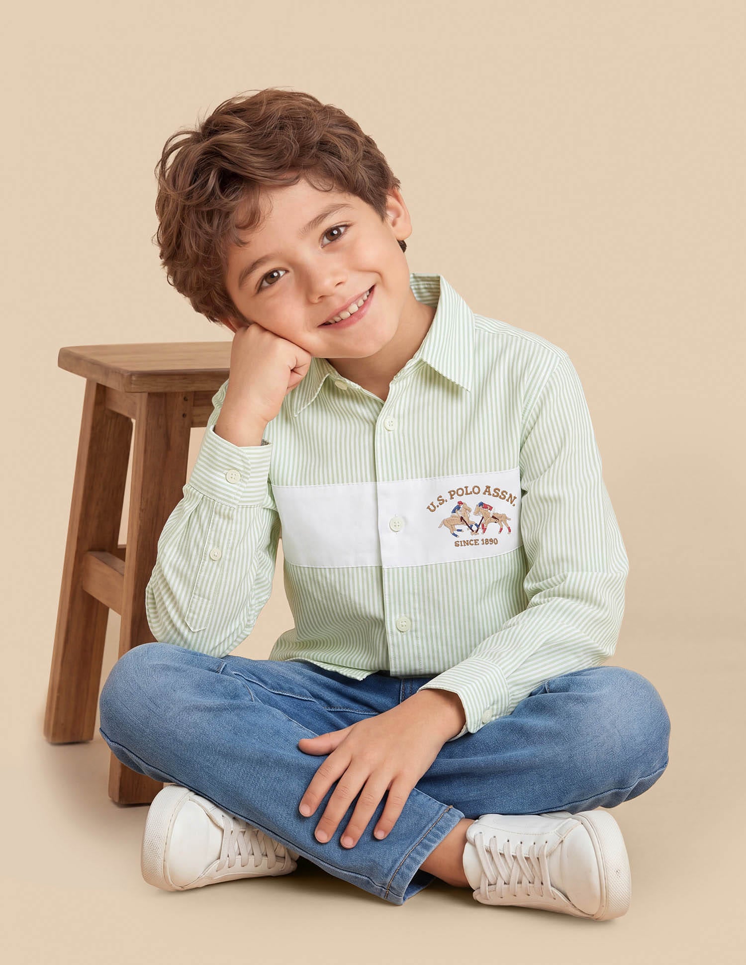 Vertical Striped Regular Fit Shirt Green - U.S. Polo Assn. India | Large