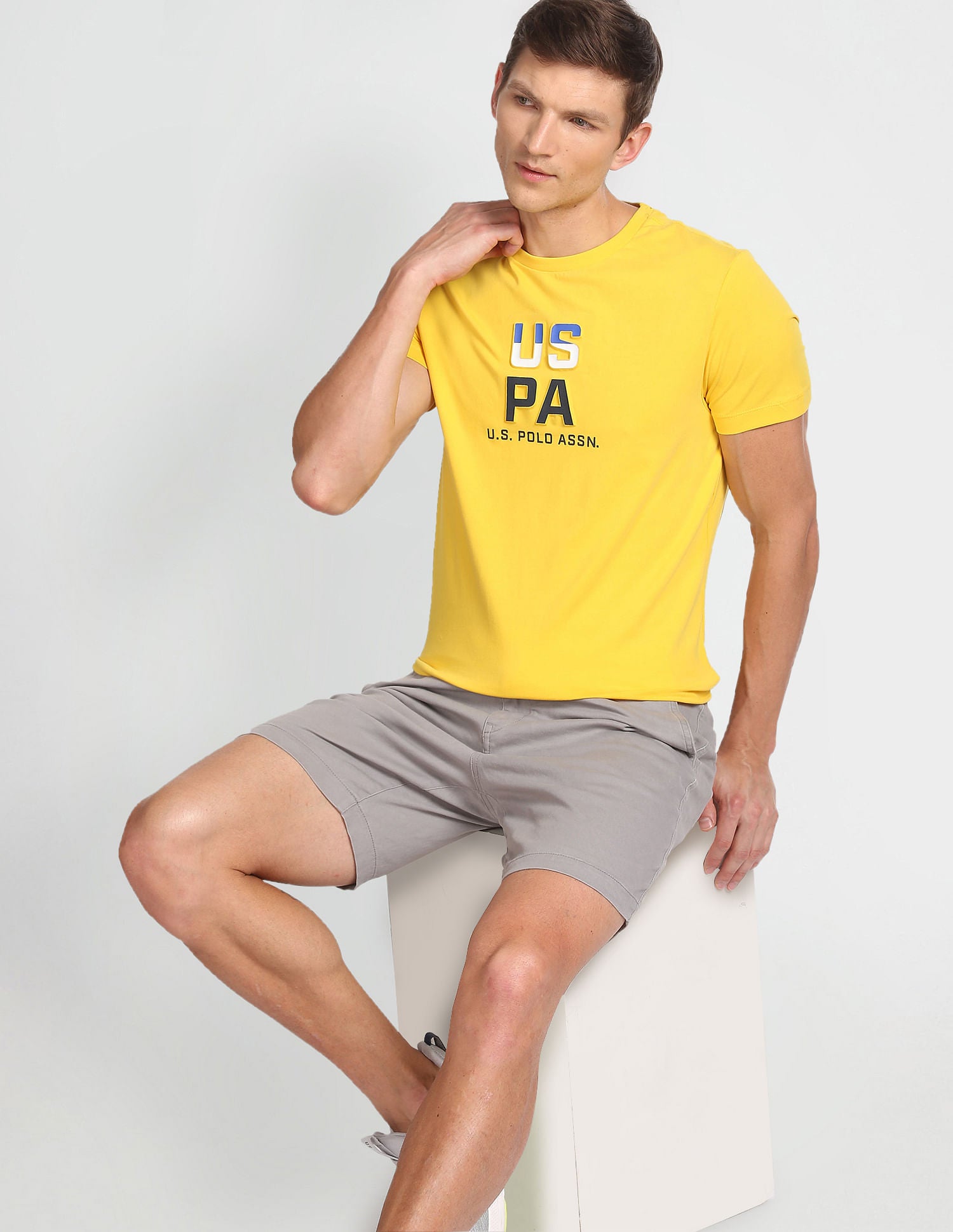 Embossed Slim Fit T-Shirt Yellow - U.S. POLO ASSN. | Large